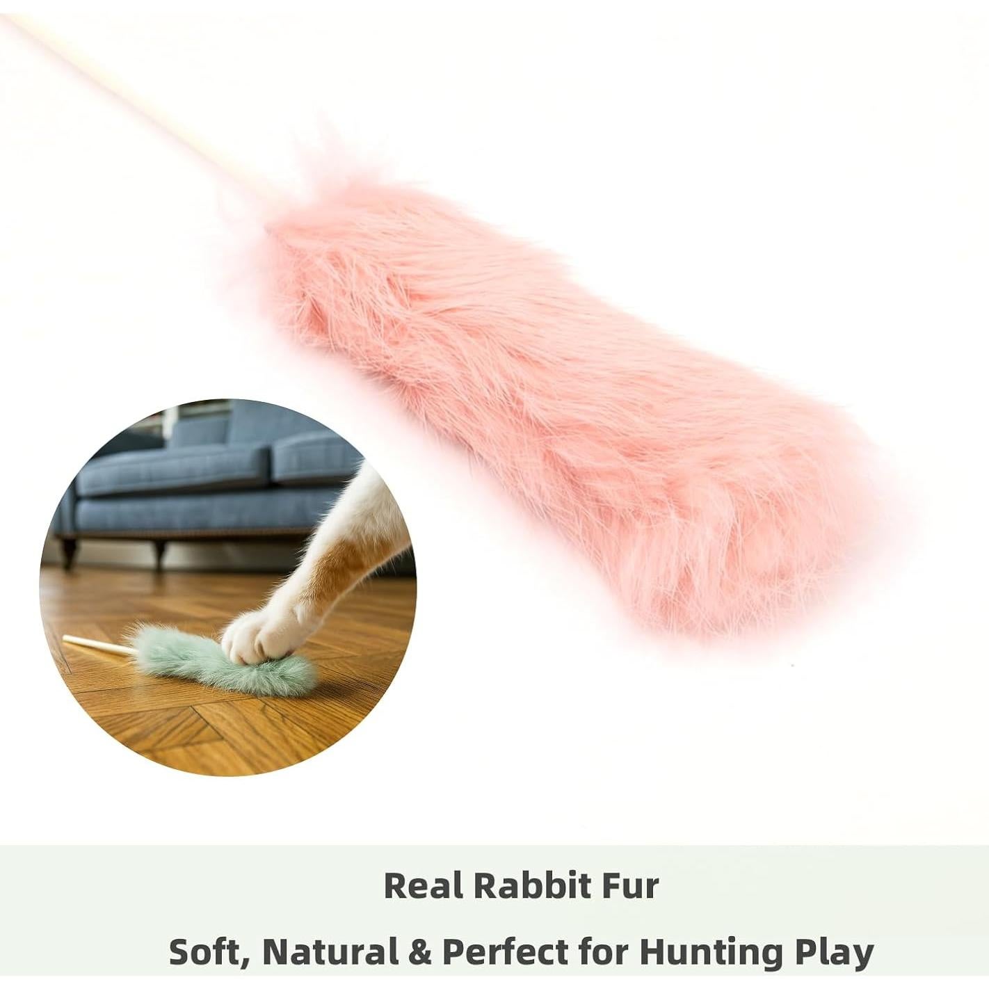 Juguetes para Gatos ZAYLUMO - Set de 5 Varitas de Piel 38 cm