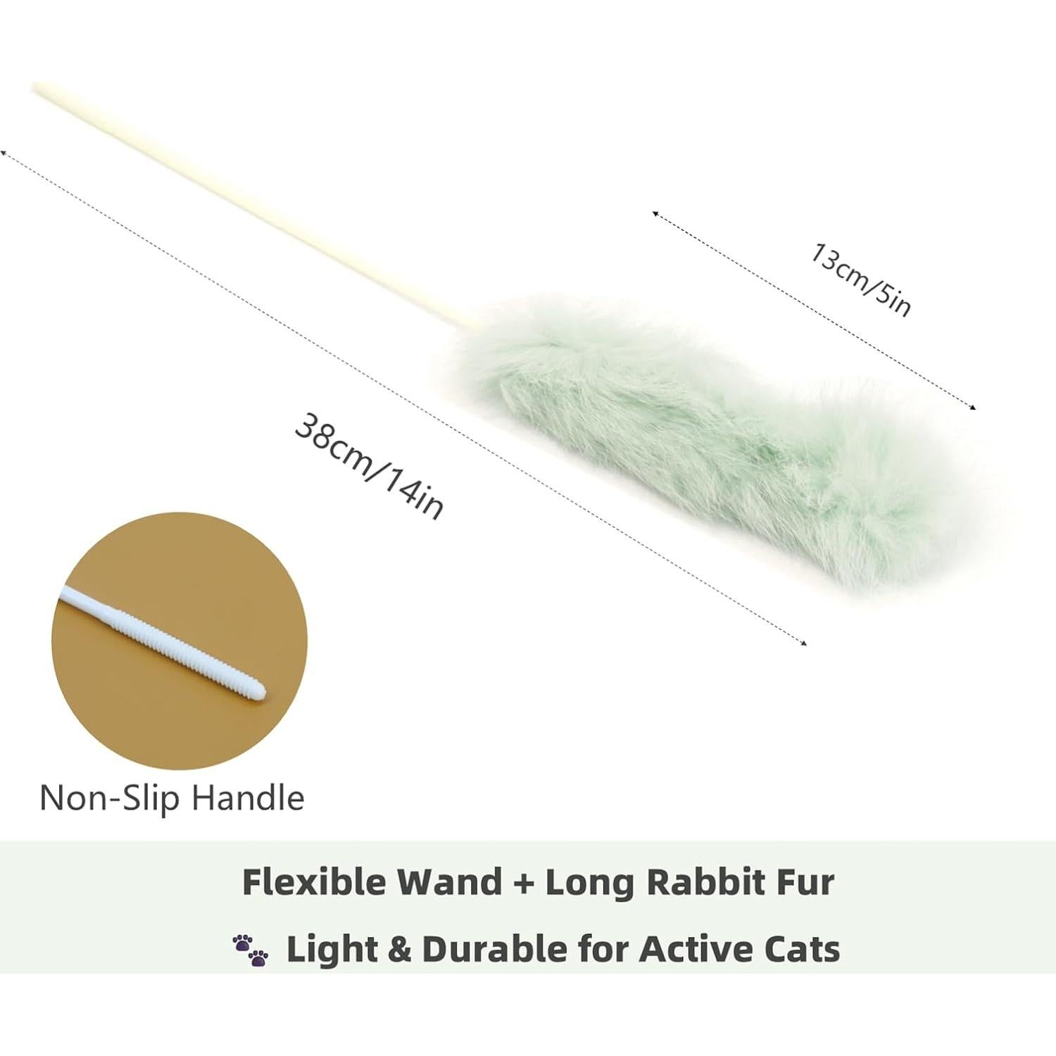 Juguetes para Gatos ZAYLUMO - Set de 5 Varitas de Piel 38 cm