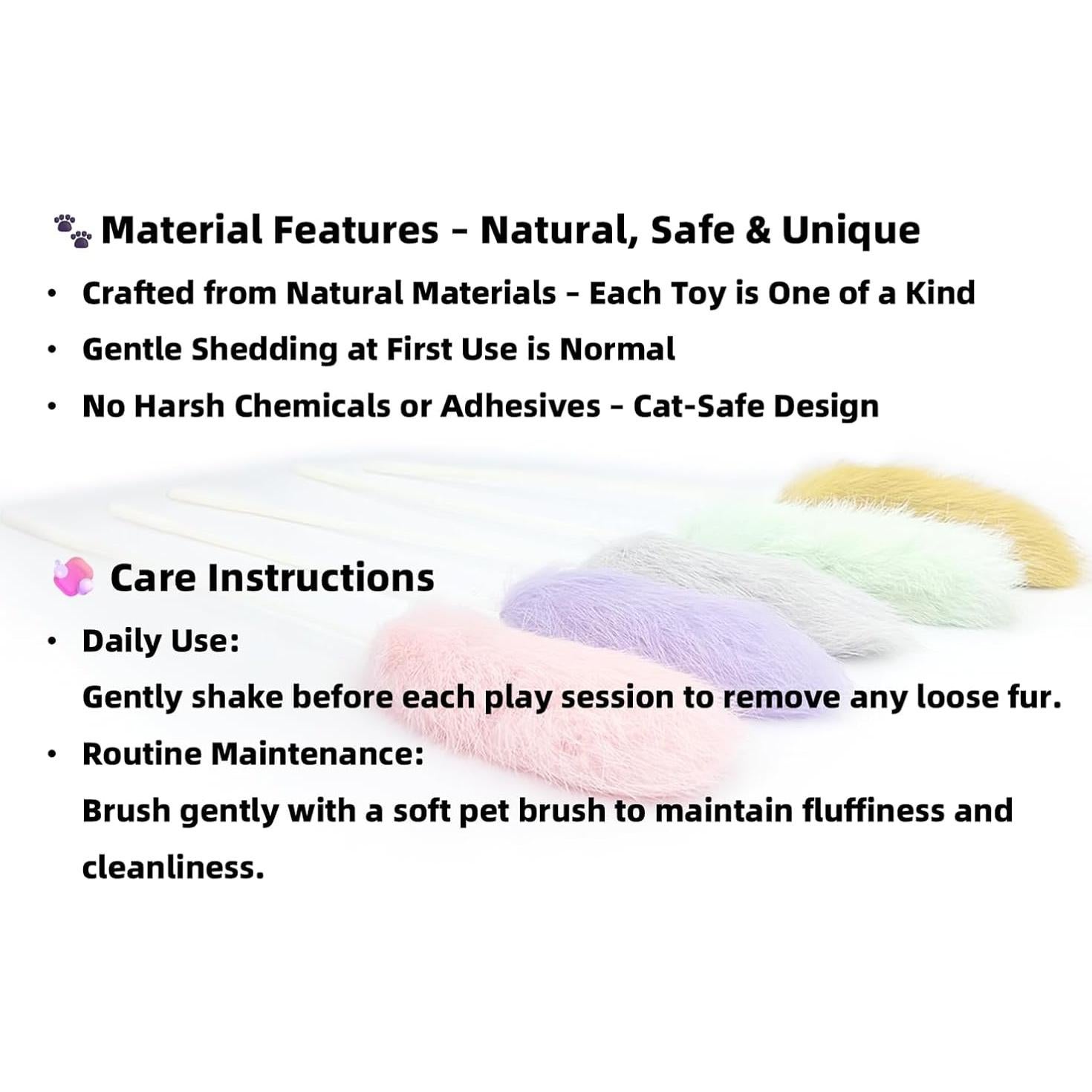 Juguetes para Gatos ZAYLUMO - Set de 5 Varitas de Piel 38 cm