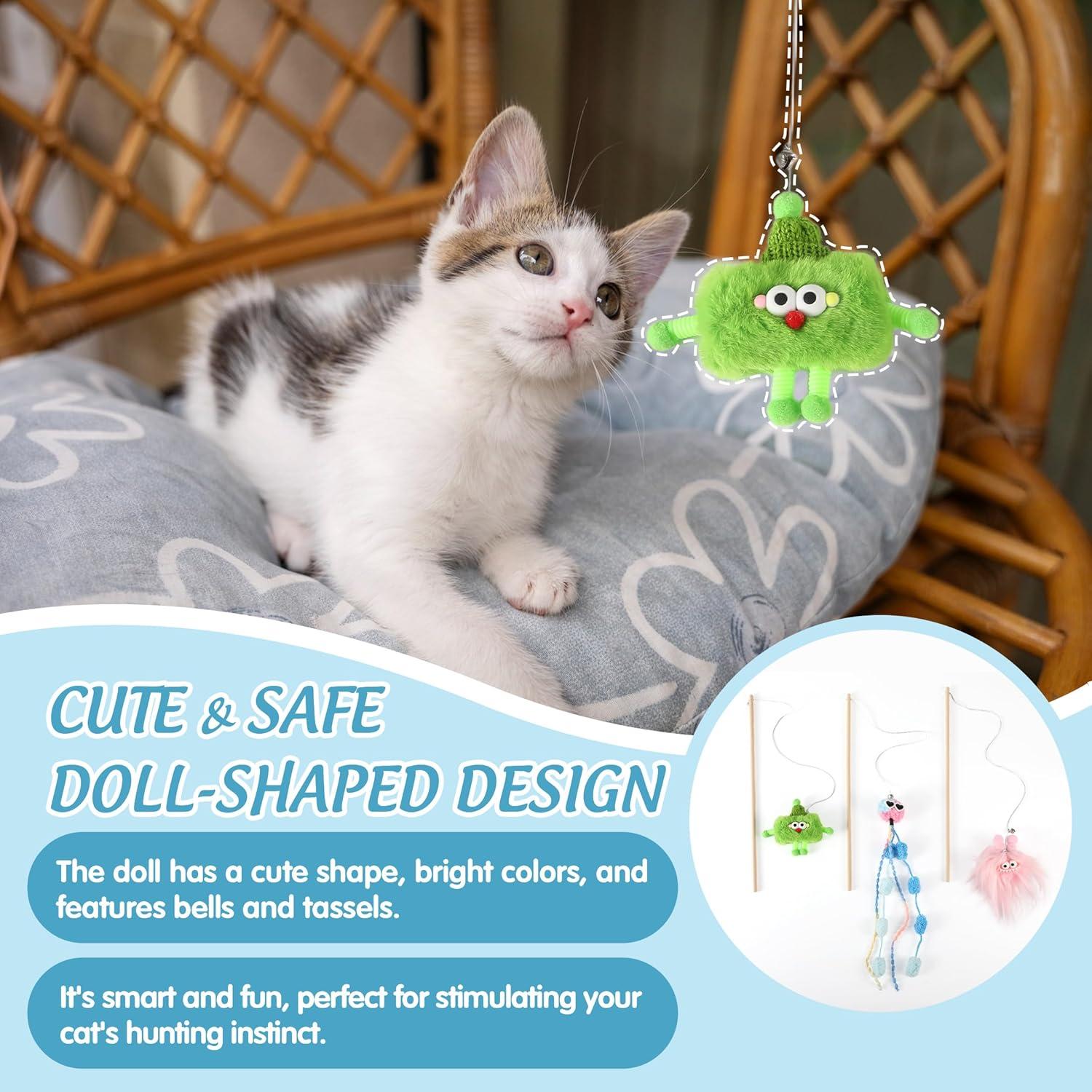 Juguete de Varita para Gatos FUTURE FOOT - 40 cm, Paquete de 3