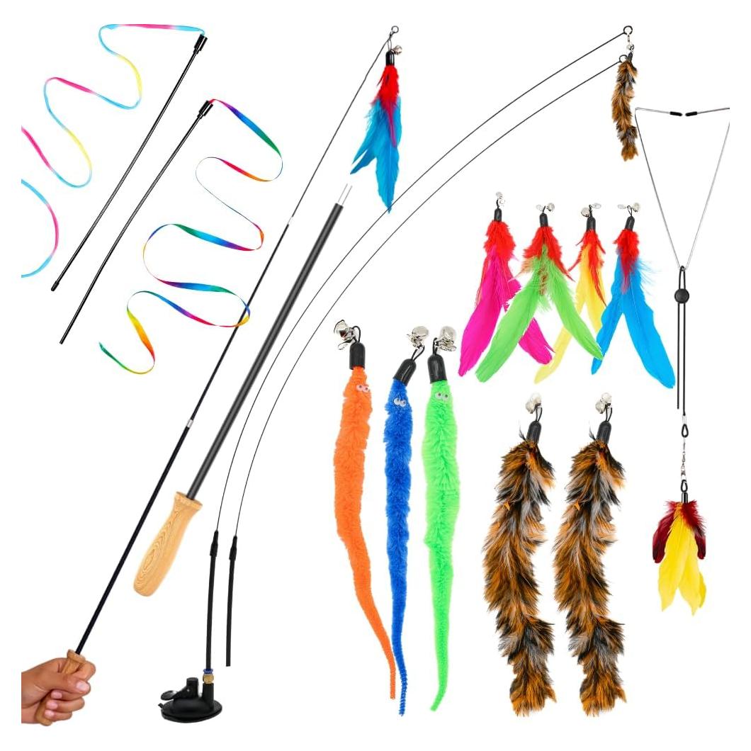 Juego de Juguetes para Gatos GADGETSOLOGY Varita Retráctil 4 en 1