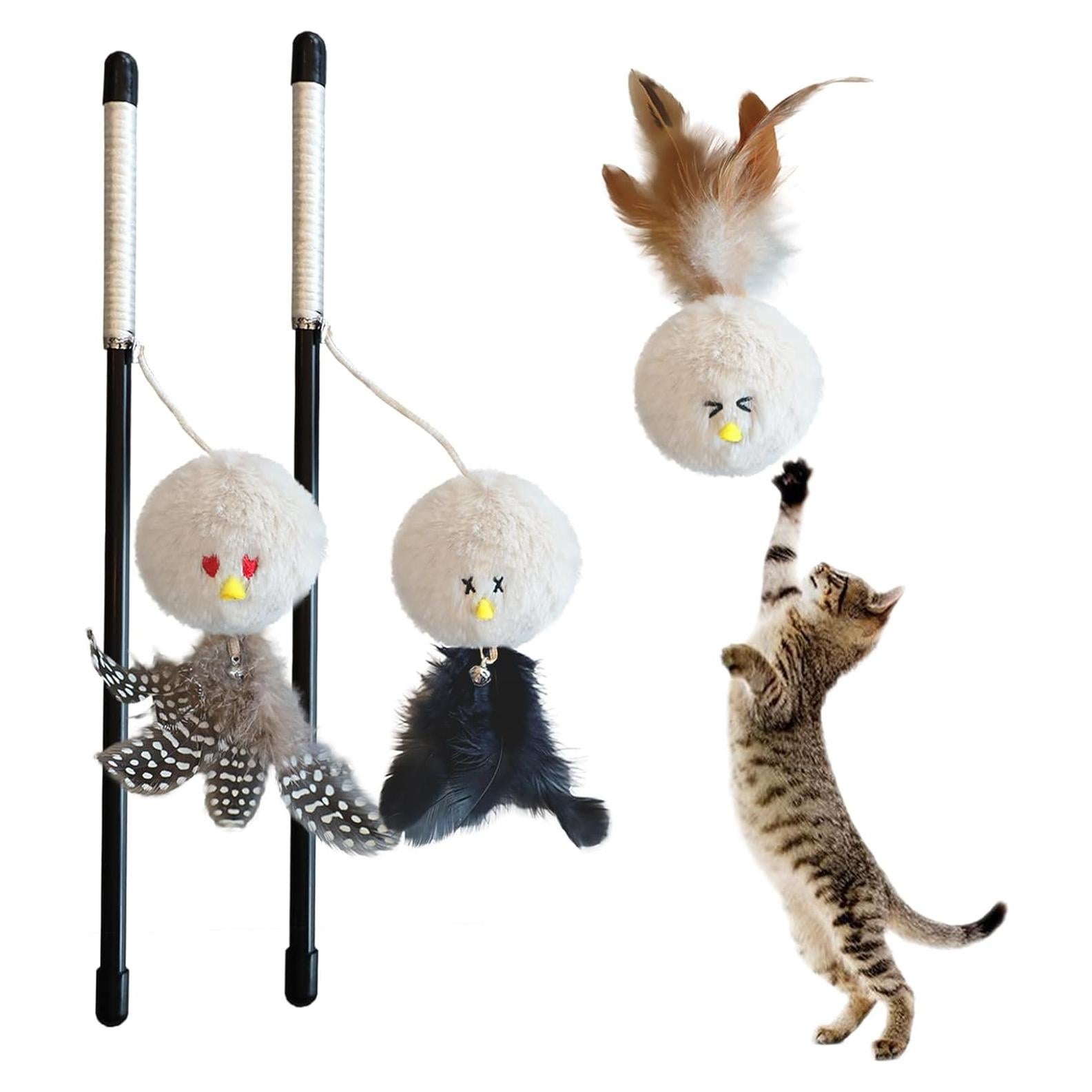 Juguete Interactivo para Gatos Veinbuty 3 PCS con Plumas