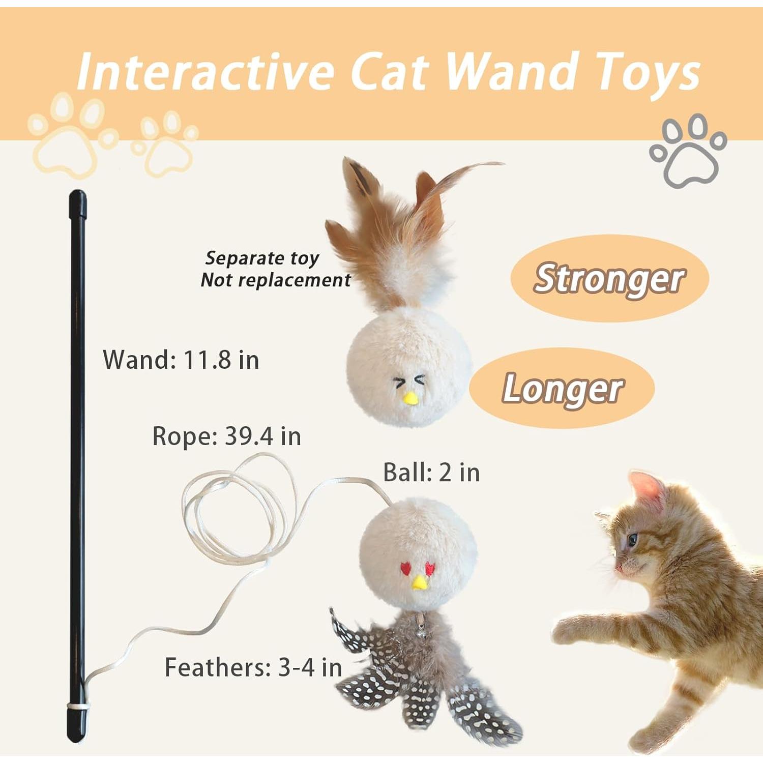 Juguete Interactivo para Gatos Veinbuty 3 PCS con Plumas