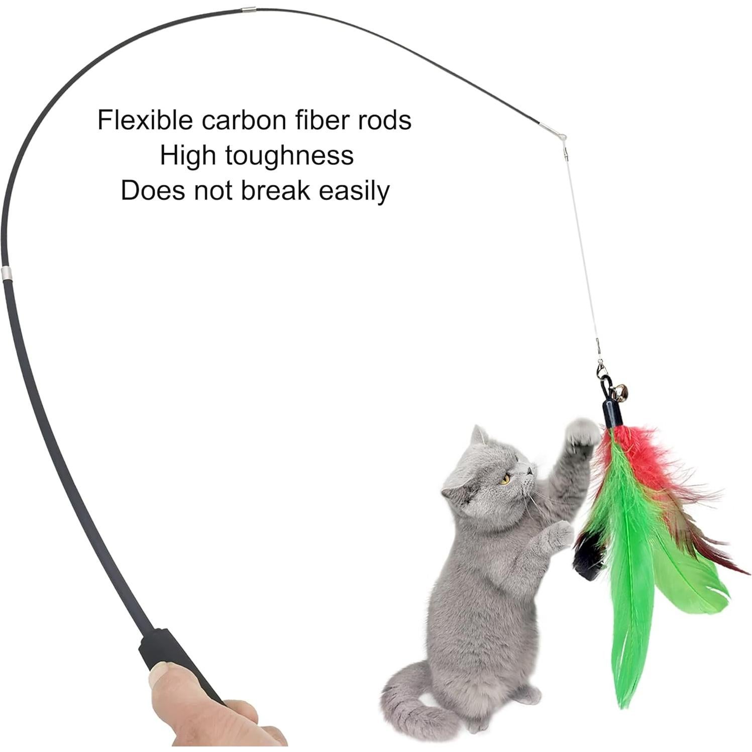 Juego de Juguetes Interactivos para Gatos Baoheyao B102 - Varita de Plumas y Accesorios
