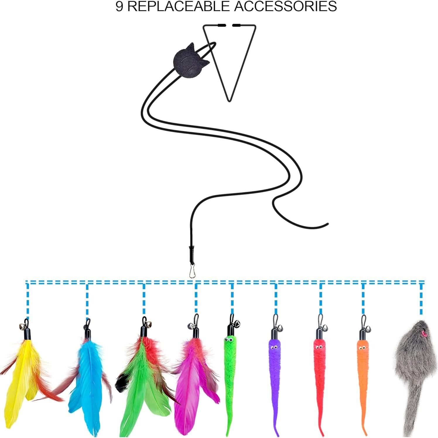 Juego de Juguetes Interactivos para Gatos Baoheyao B102 - Varita de Plumas y Accesorios
