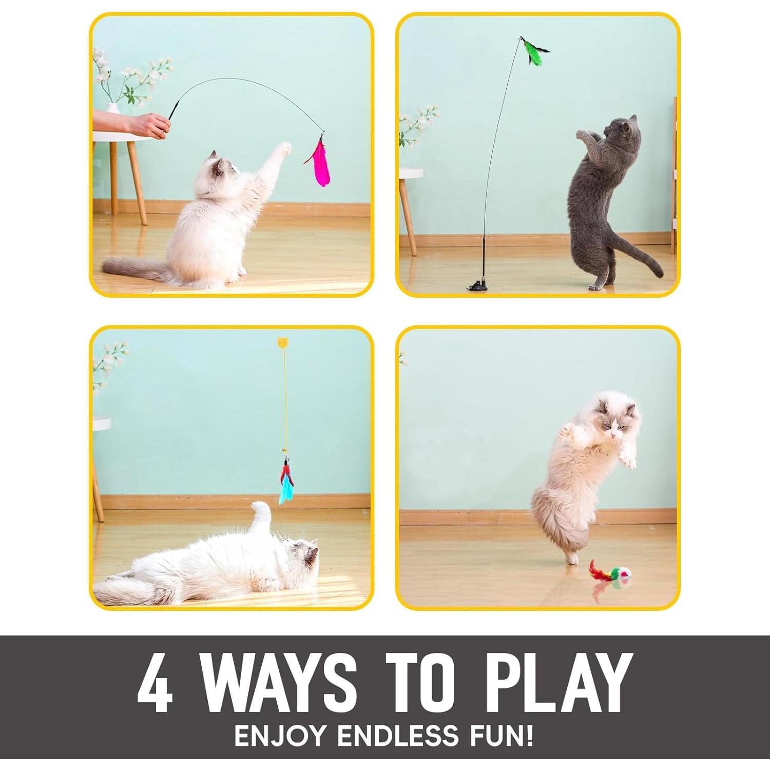 Juego de Juguetes Interactivos para Gatos BURCHLIFE 4 en 1