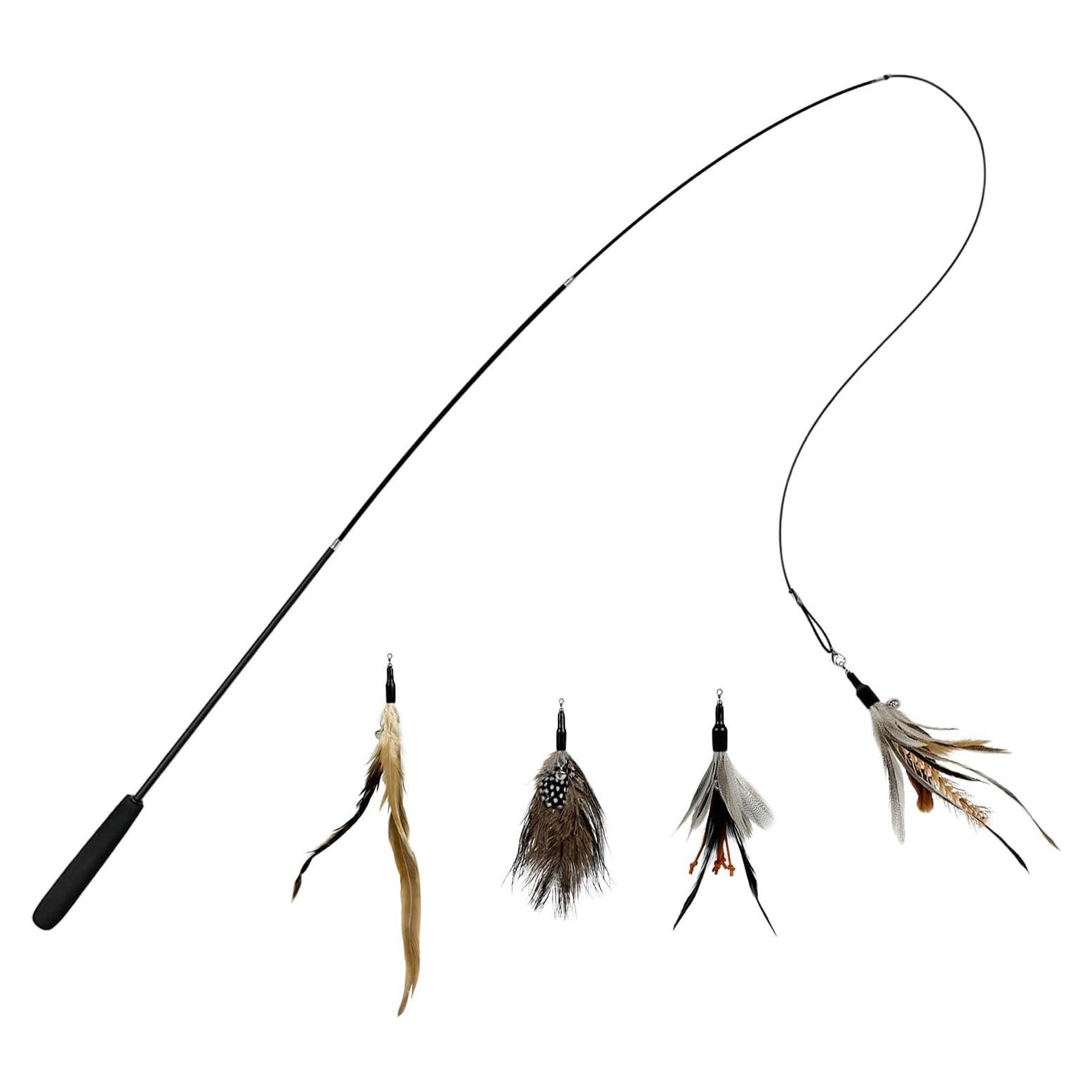 Juguete Interactivo para Gatos TTcat Varita con Plumas 94.8 cm