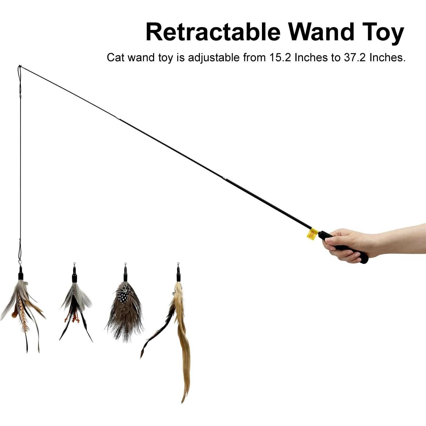 Juguete Interactivo para Gatos TTcat Varita con Plumas 94.8 cm