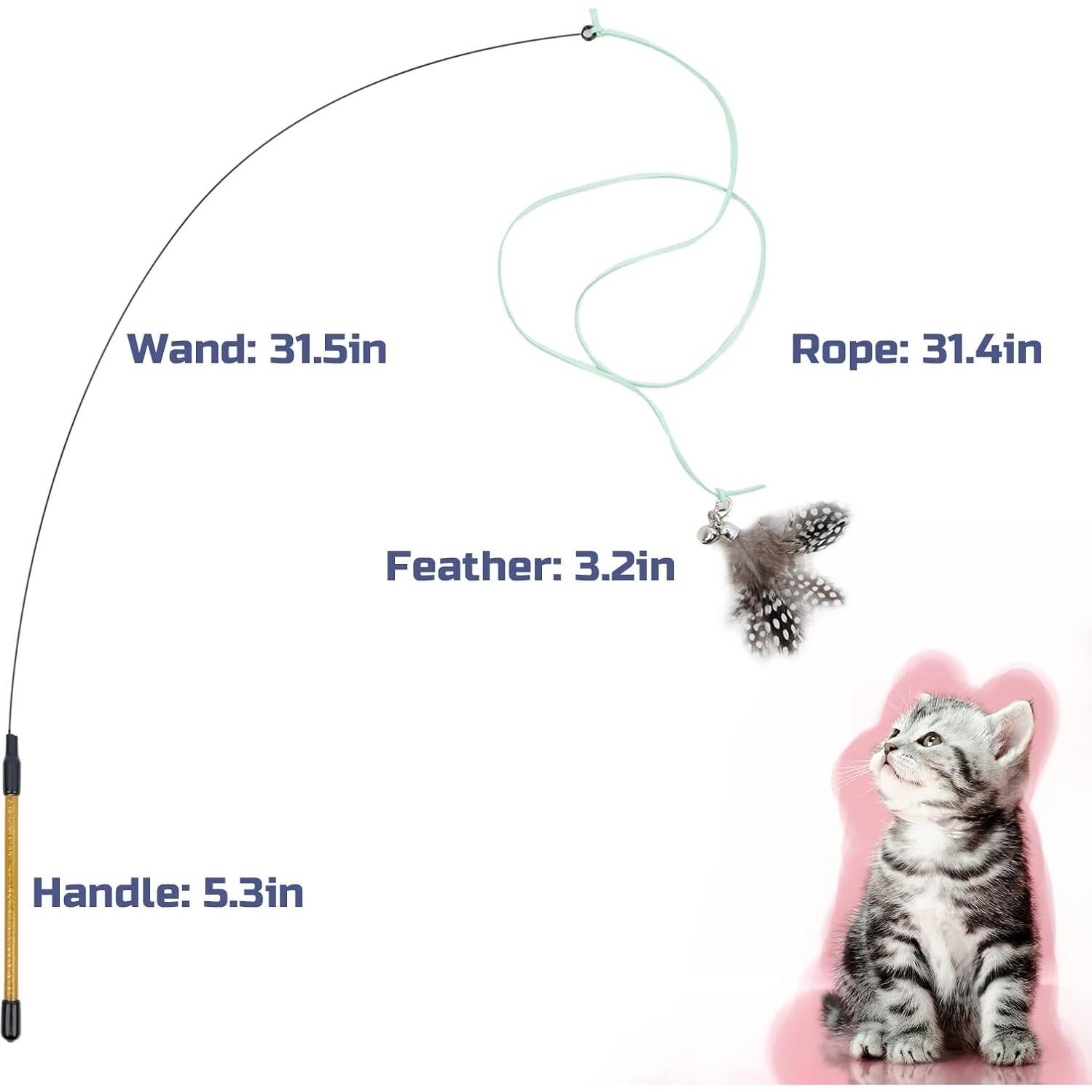 Kit de Juguetes Interactivos para Gatos FUPUSUN - 2 Varitas y 7 Recargas de Plumas