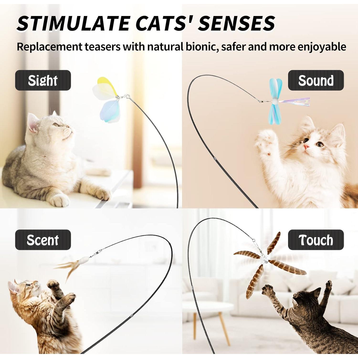 Varita Interactiva para Gatos uahpet con Plumas Naturales 152 cm