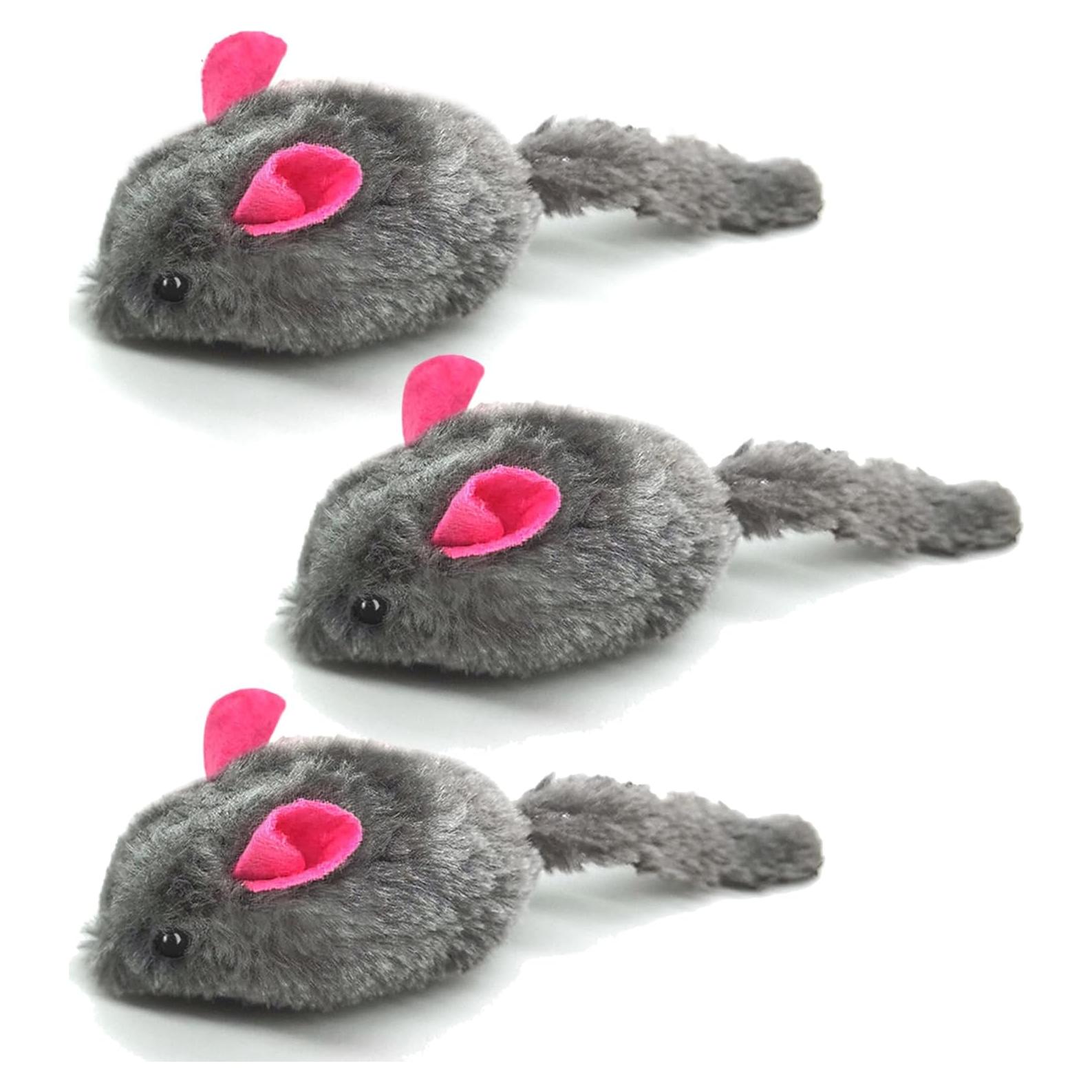 Juguetes Squeaky para Gatos SunGrow - 3 Ratones de Peluche