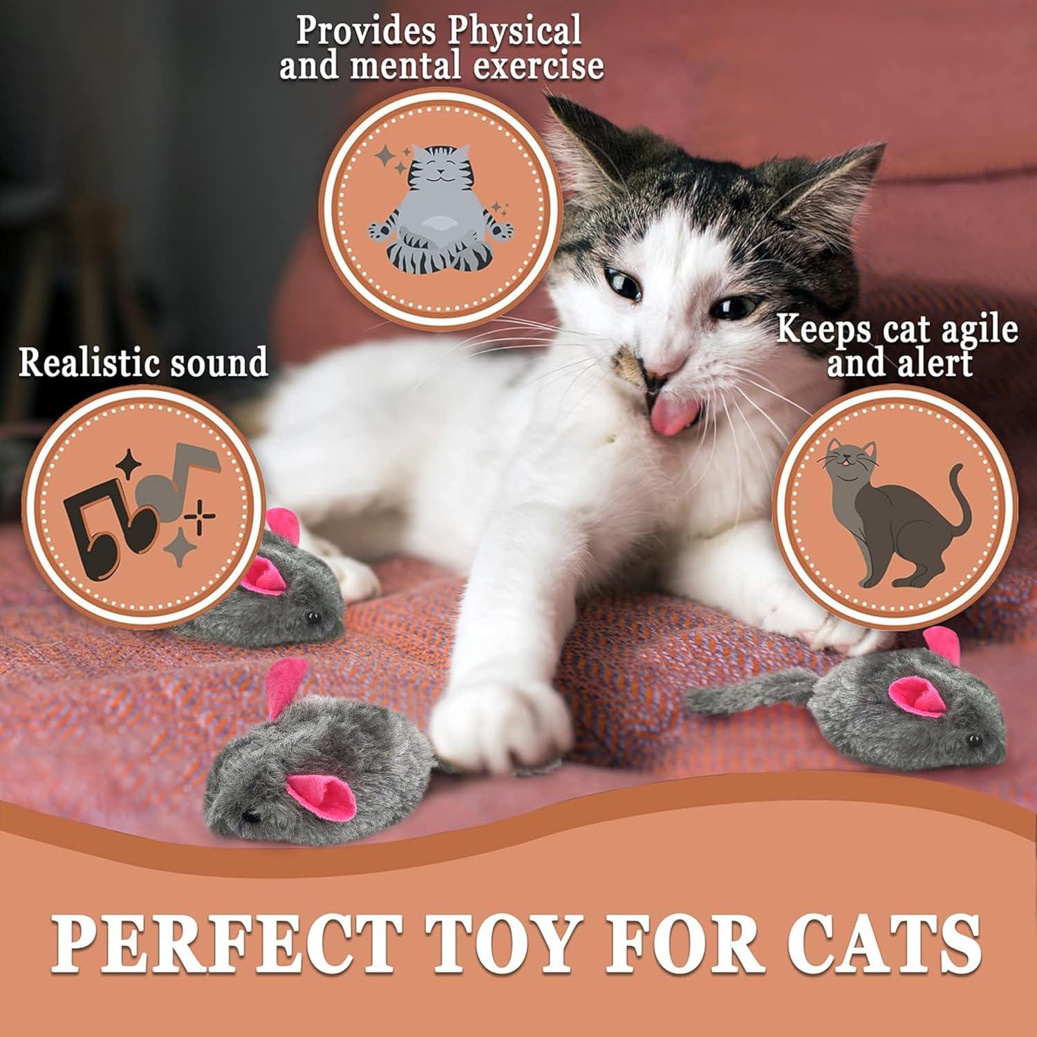 Juguetes Squeaky para Gatos SunGrow - 3 Ratones de Peluche