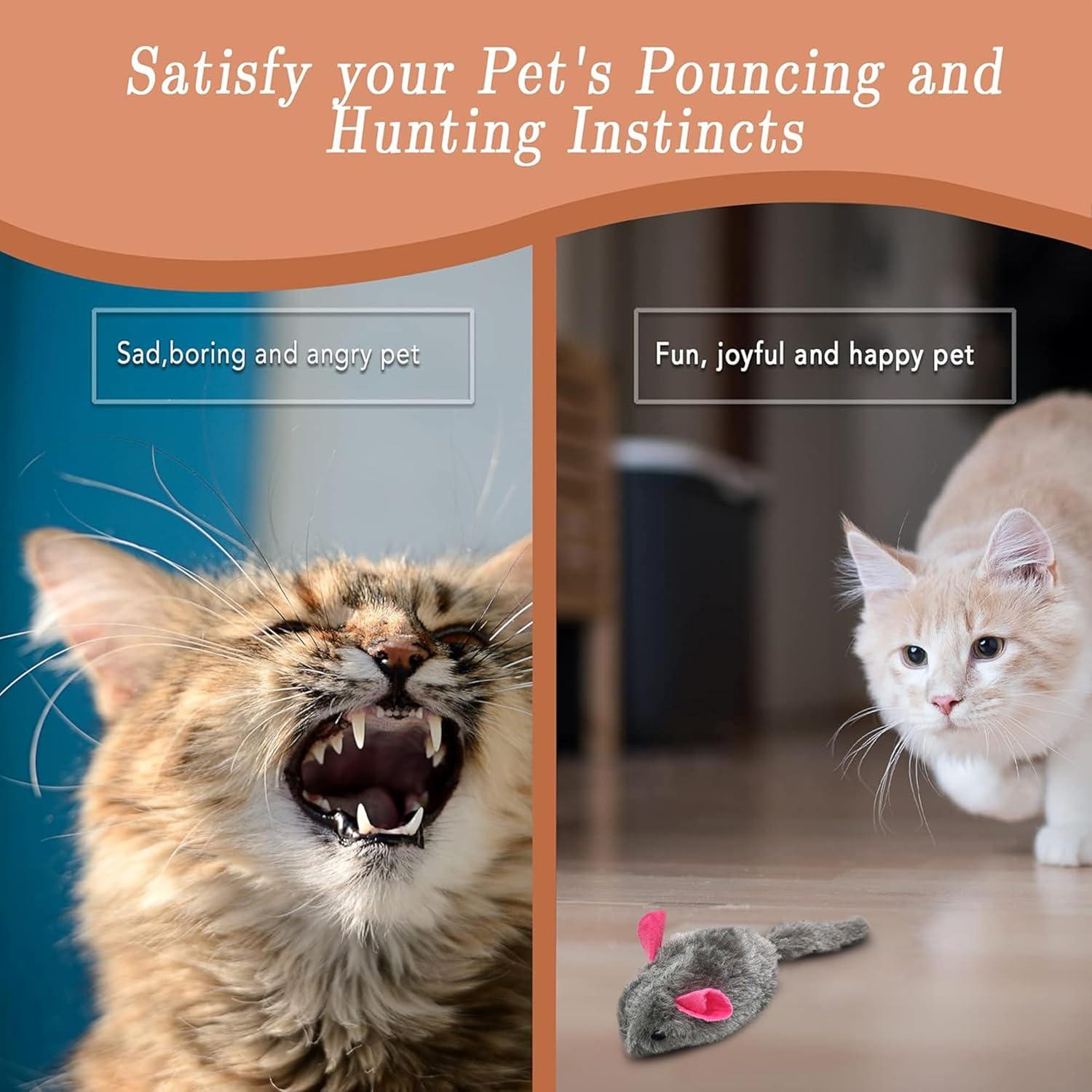 Juguetes Squeaky para Gatos SunGrow - 3 Ratones de Peluche