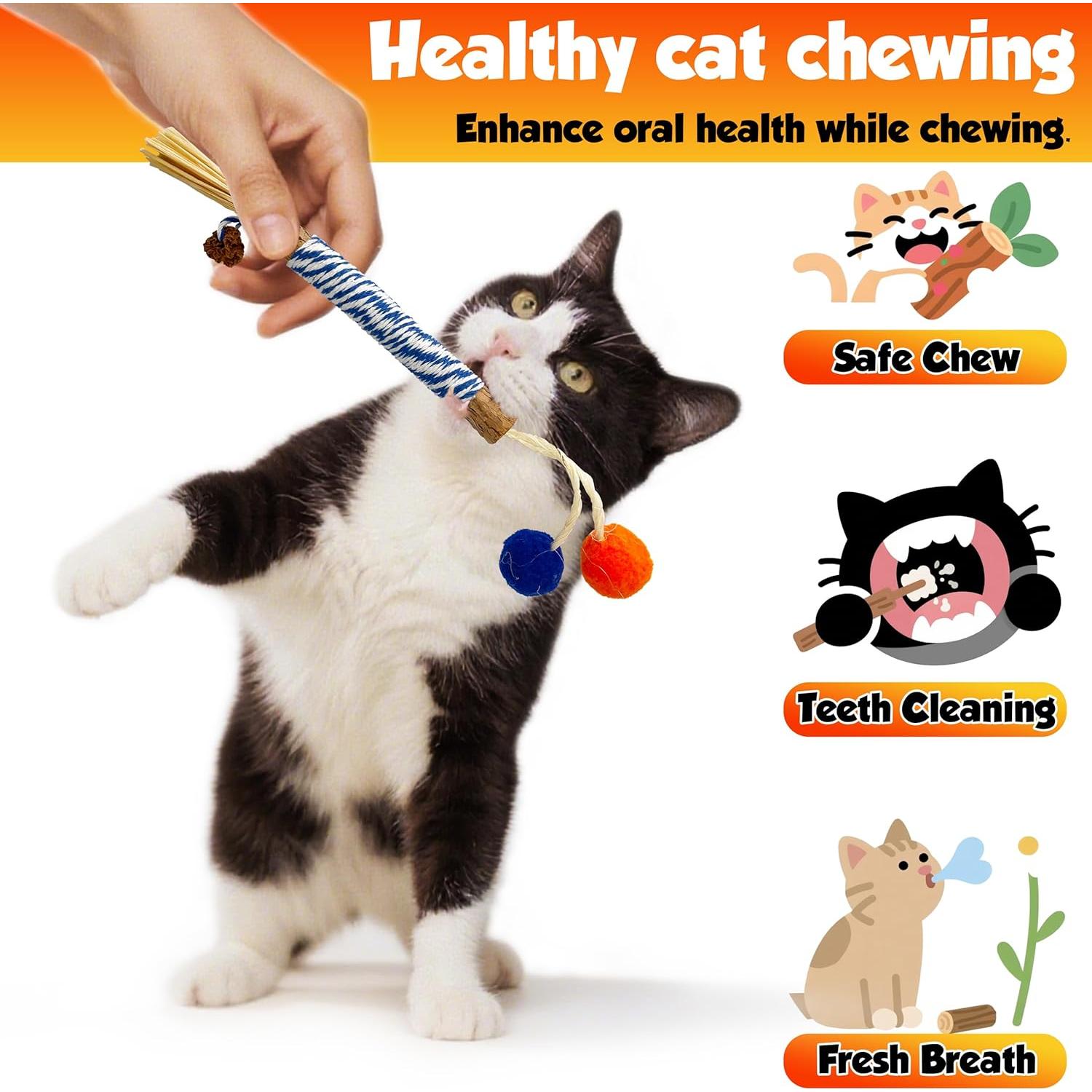 Juguete Dental para Gatos LEKEWPET CatChewStick 6PCS Algodón