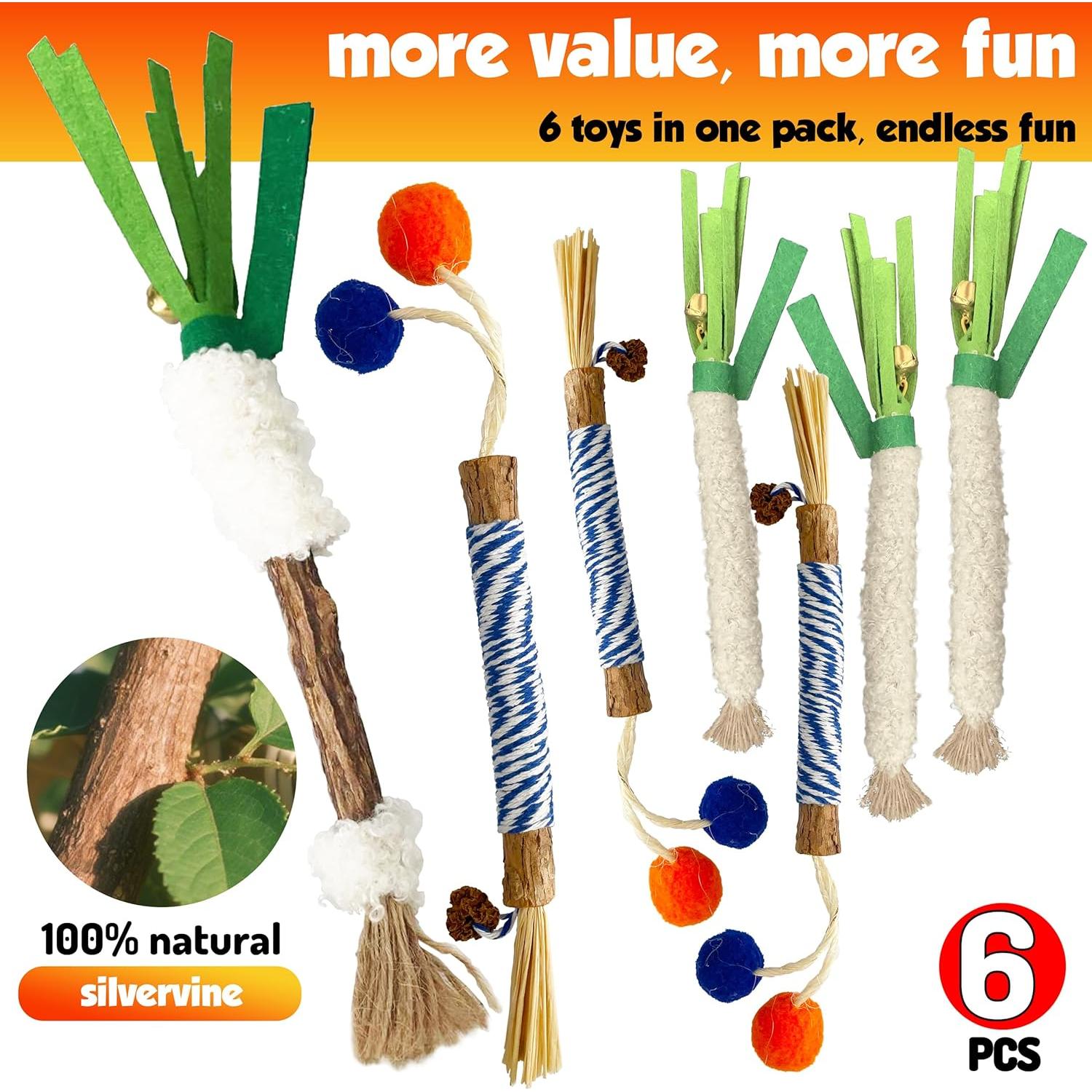 Juguete Dental para Gatos LEKEWPET CatChewStick 6PCS Algodón