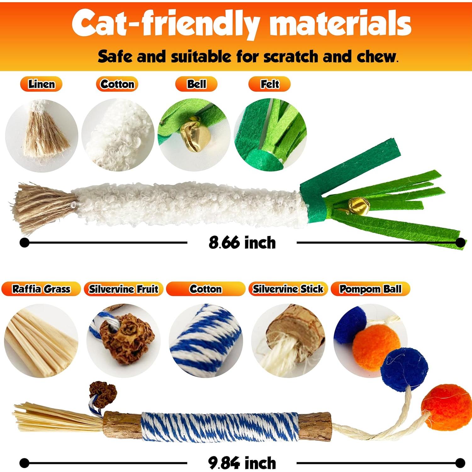 Juguete Dental para Gatos LEKEWPET CatChewStick 6PCS Algodón