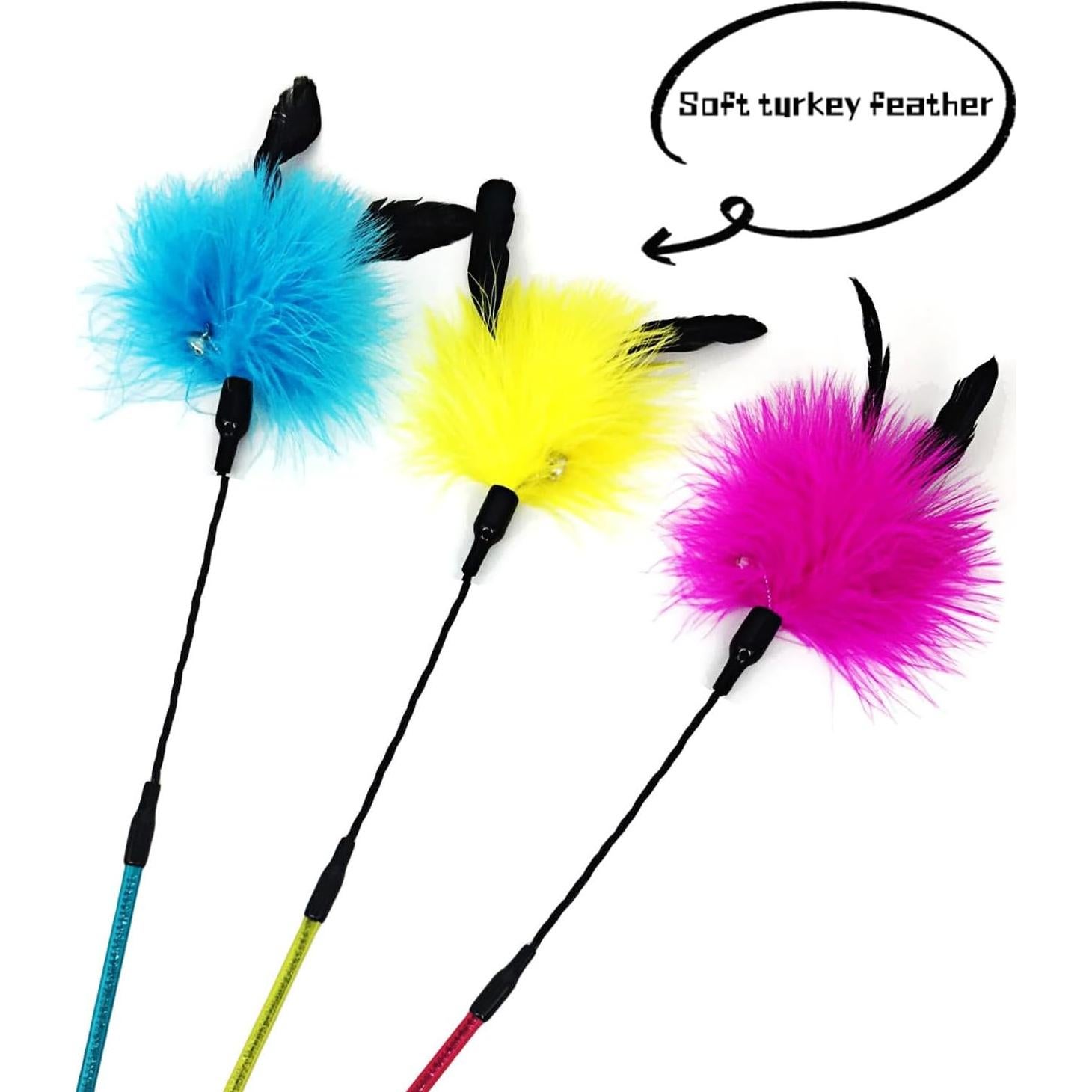 Varitas Interactivas para Gatos IUHKBH - 3 Colores con Plumas