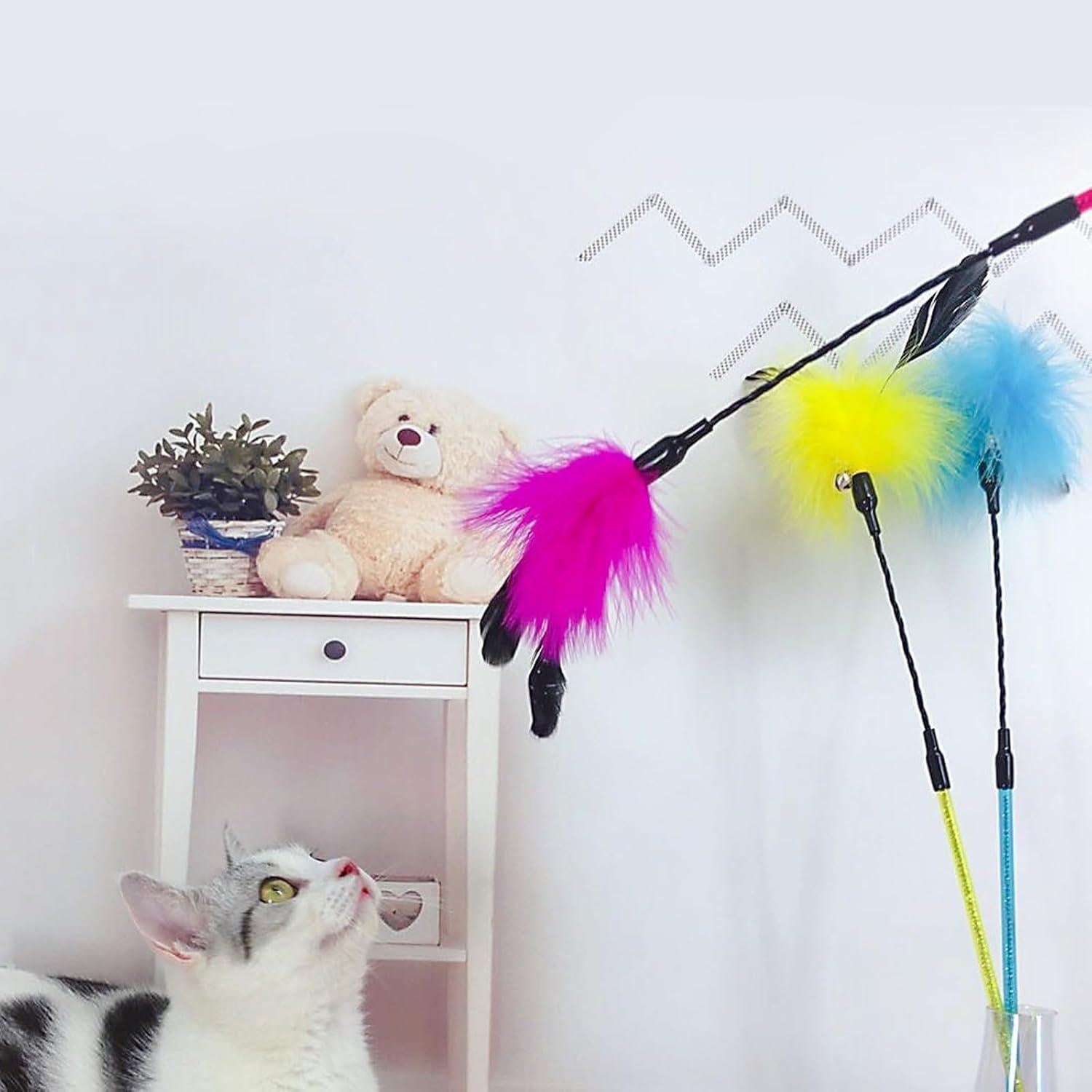 Varitas Interactivas para Gatos IUHKBH - 3 Colores con Plumas