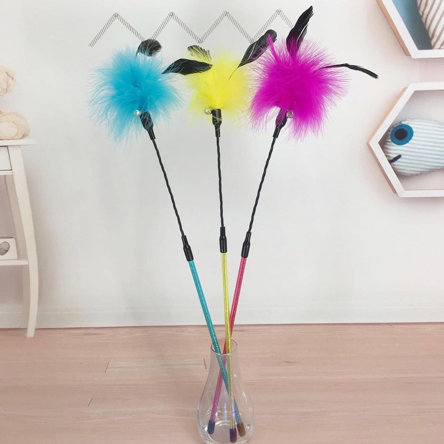 Varitas Interactivas para Gatos IUHKBH - 3 Colores con Plumas
