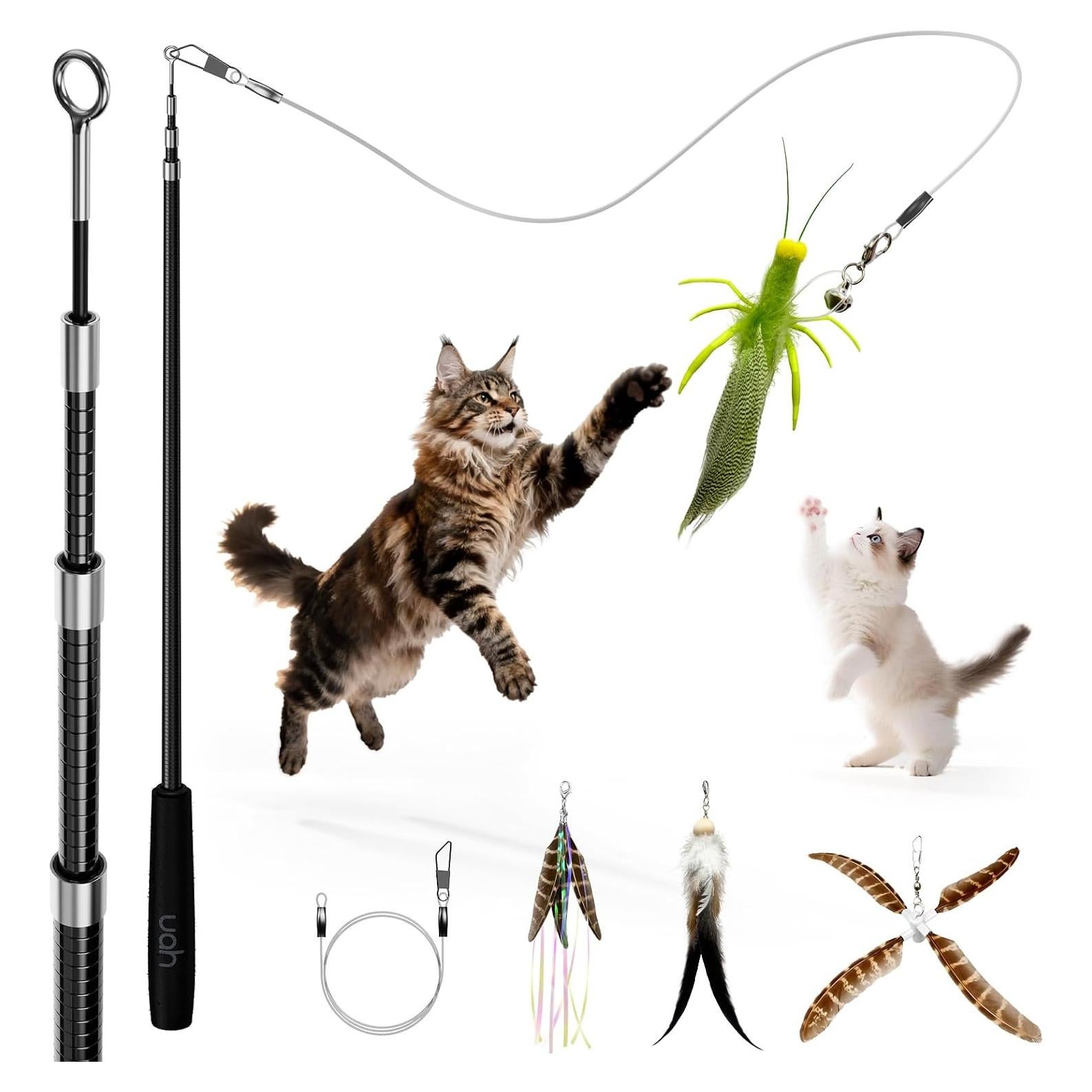 Juguete Interactivo para Gatos uahpet Varita de Plumas 152.4 cm