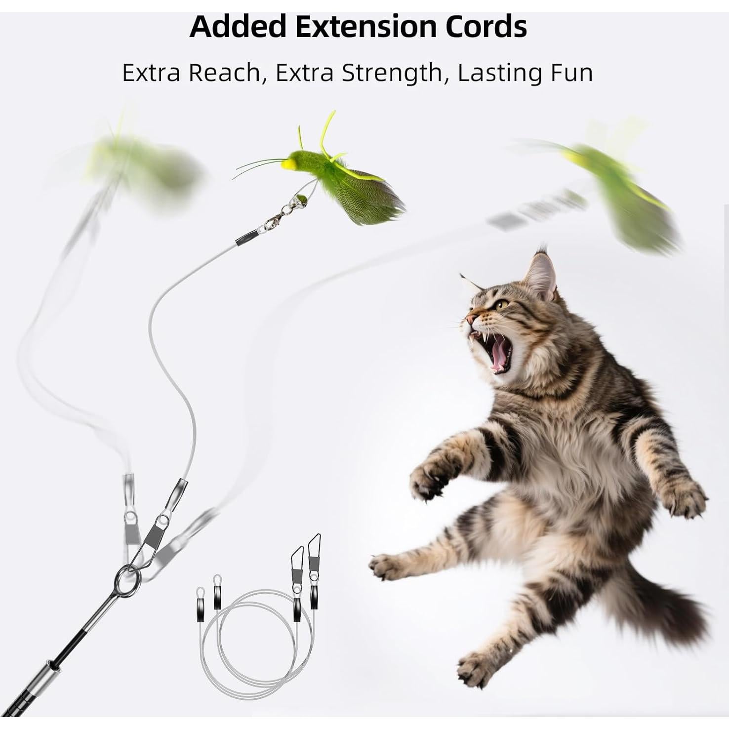 Juguete Interactivo para Gatos uahpet Varita de Plumas 152.4 cm