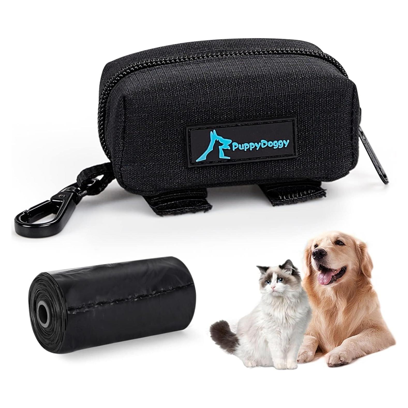 Dispensador de bolsas de excremento para perros PuppyDoggy negro