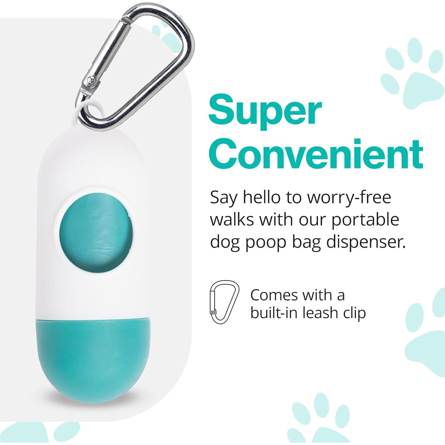 Dispensador de bolsas de excremento PawPail con clip - Incluye 15 bolsas