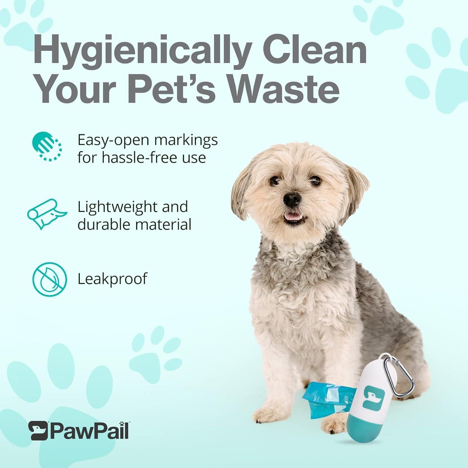 Dispensador de bolsas de excremento PawPail con clip - Incluye 15 bolsas