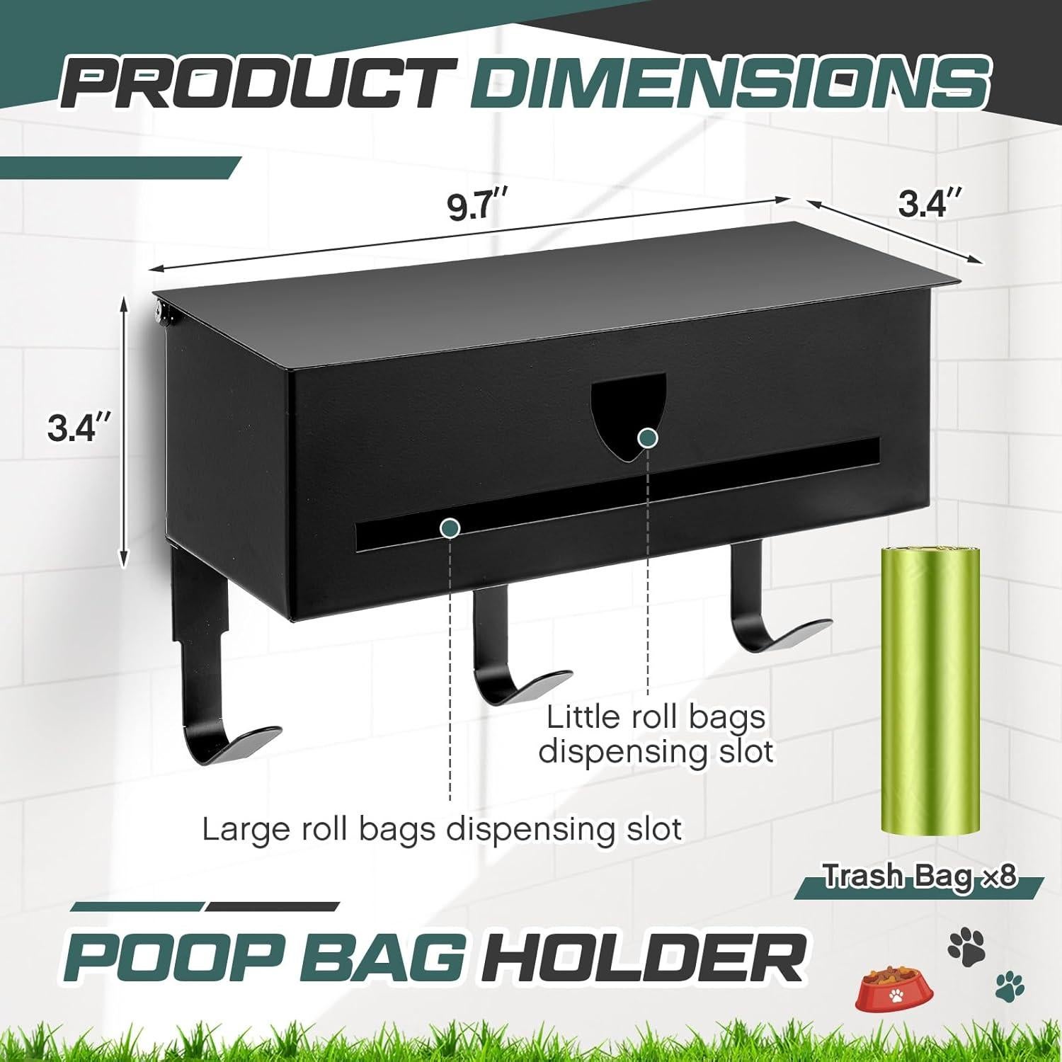 Dispensador de bolsas de excremento de perro Blulu metal negro