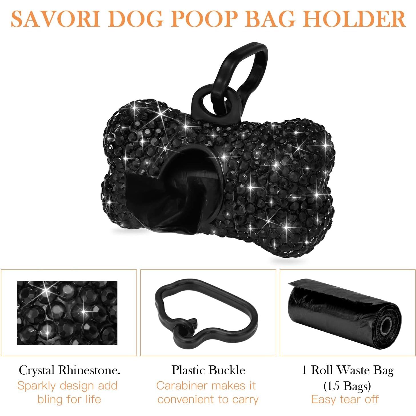 Dispensador de Bolsas de Excremento SAVORI Negro con Mosquetón