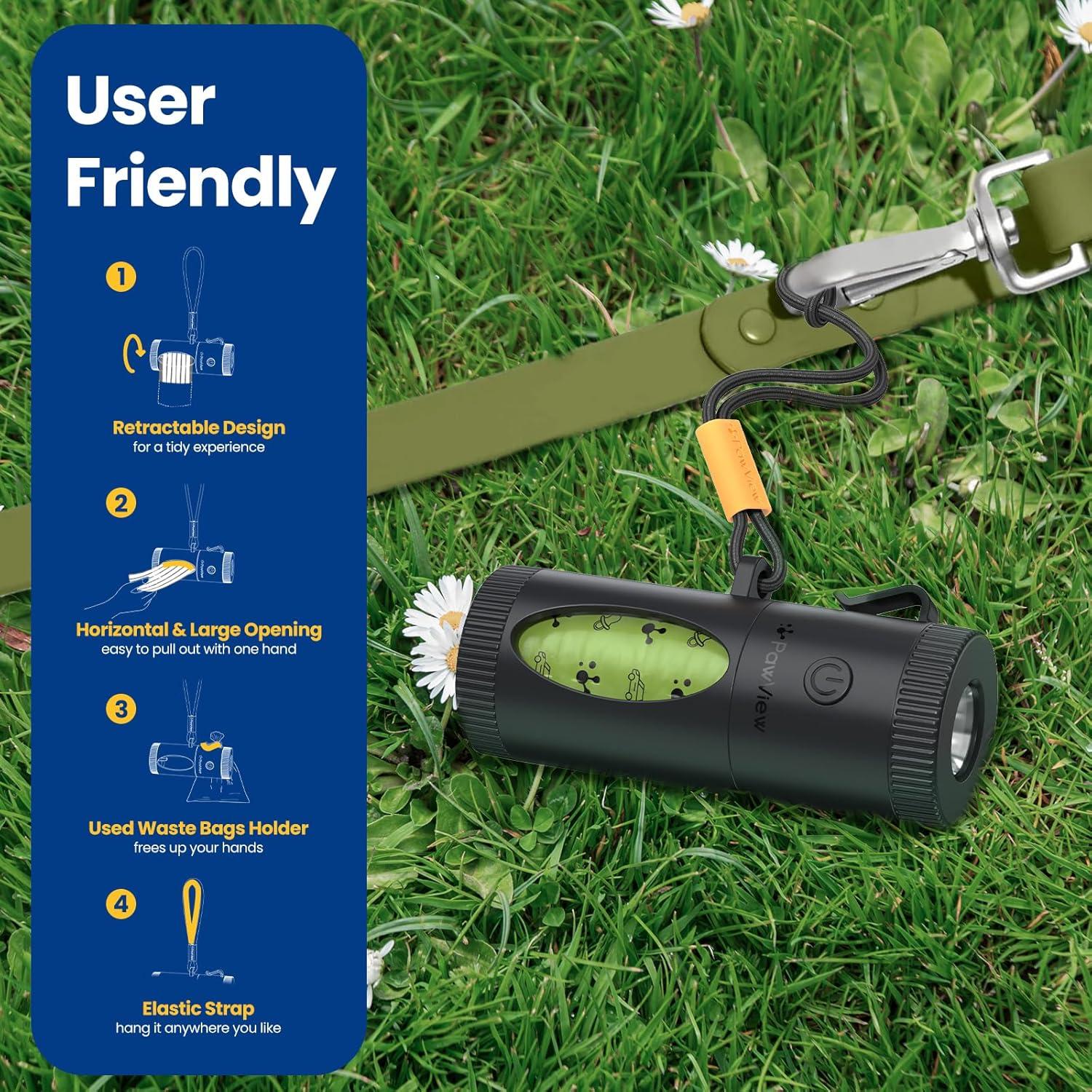 Dispensador de bolsas de excremento PawView con linterna LED