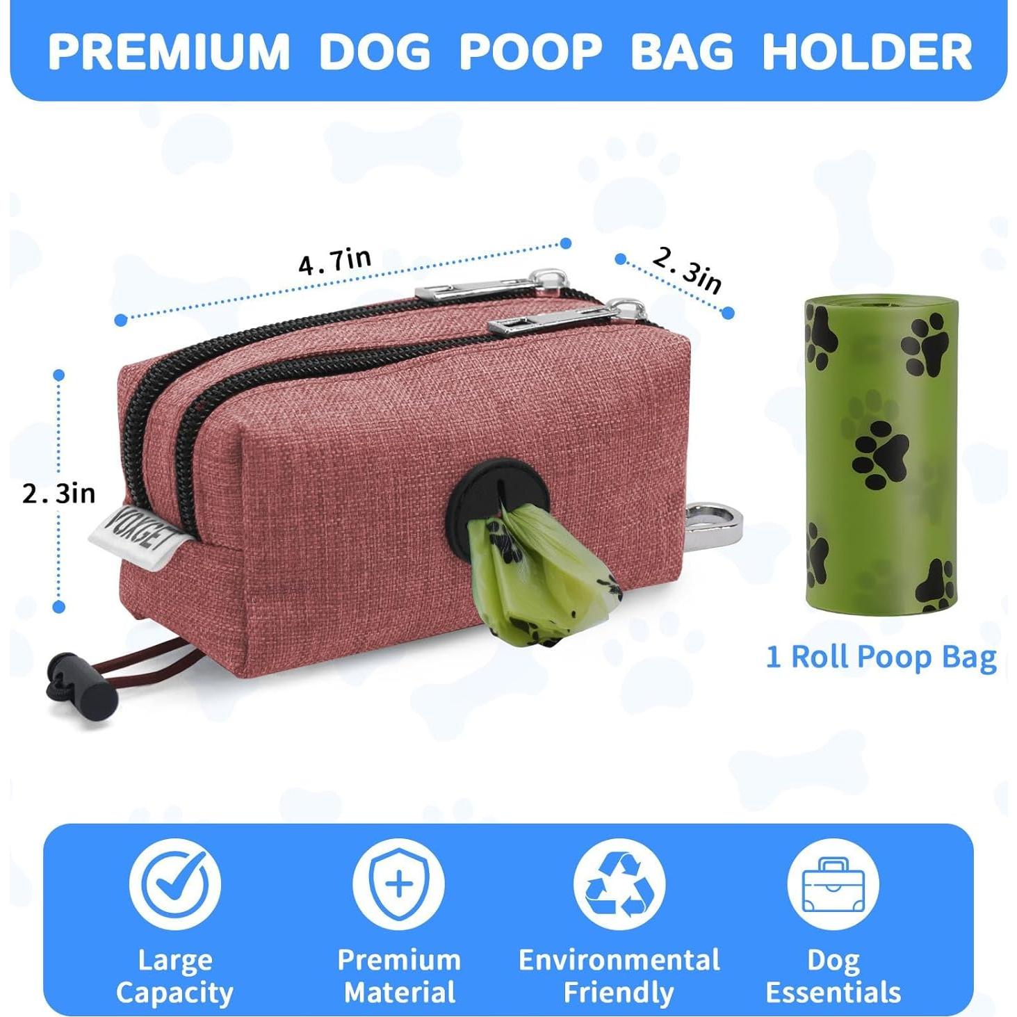 Soporte para bolsas de excremento de perro VOXGET Rojo con 2 bolsillos