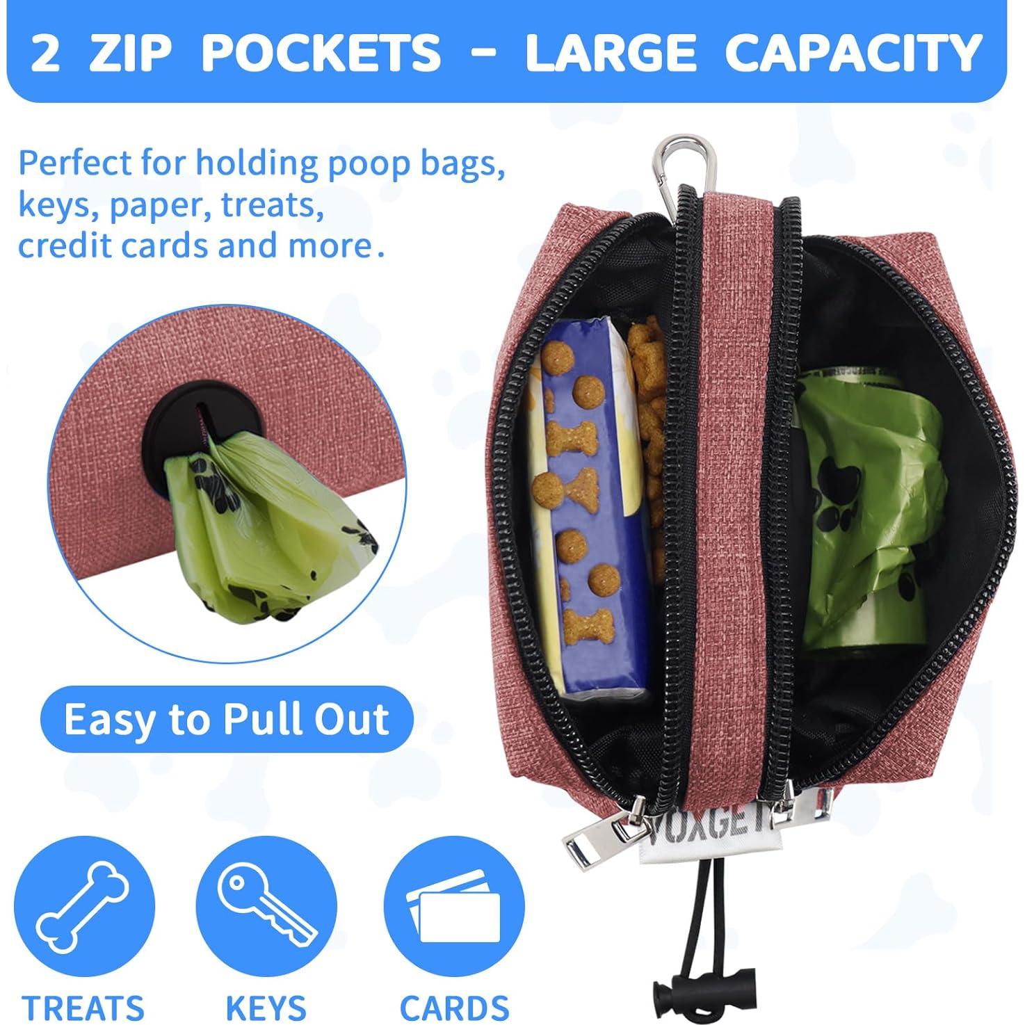 Soporte para bolsas de excremento de perro VOXGET Rojo con 2 bolsillos