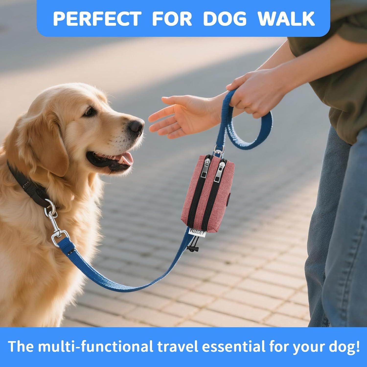 Soporte para bolsas de excremento de perro VOXGET Rojo con 2 bolsillos