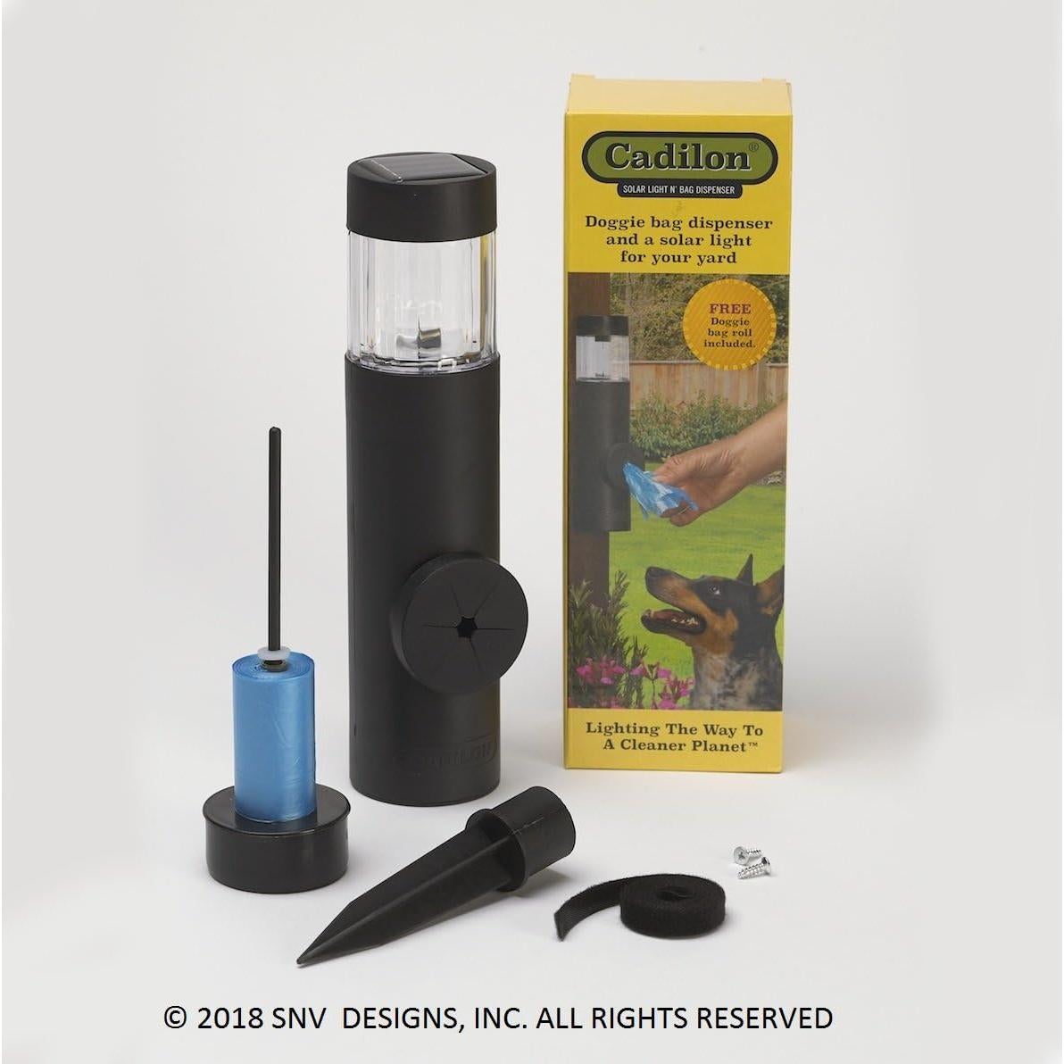 Dispensador de bolsas para perros CADILON con luz solar cambiante