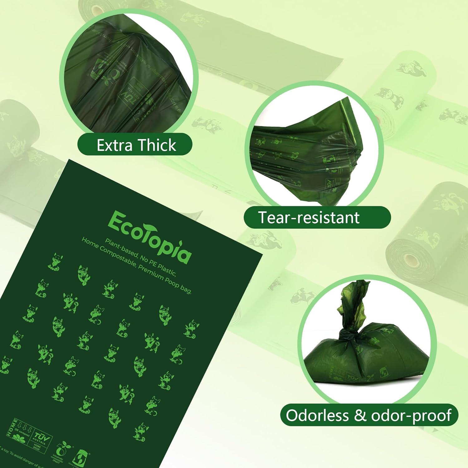 Bolsas de Poop Biodegradables EcoTopia 30 Unidades 13x23 cm