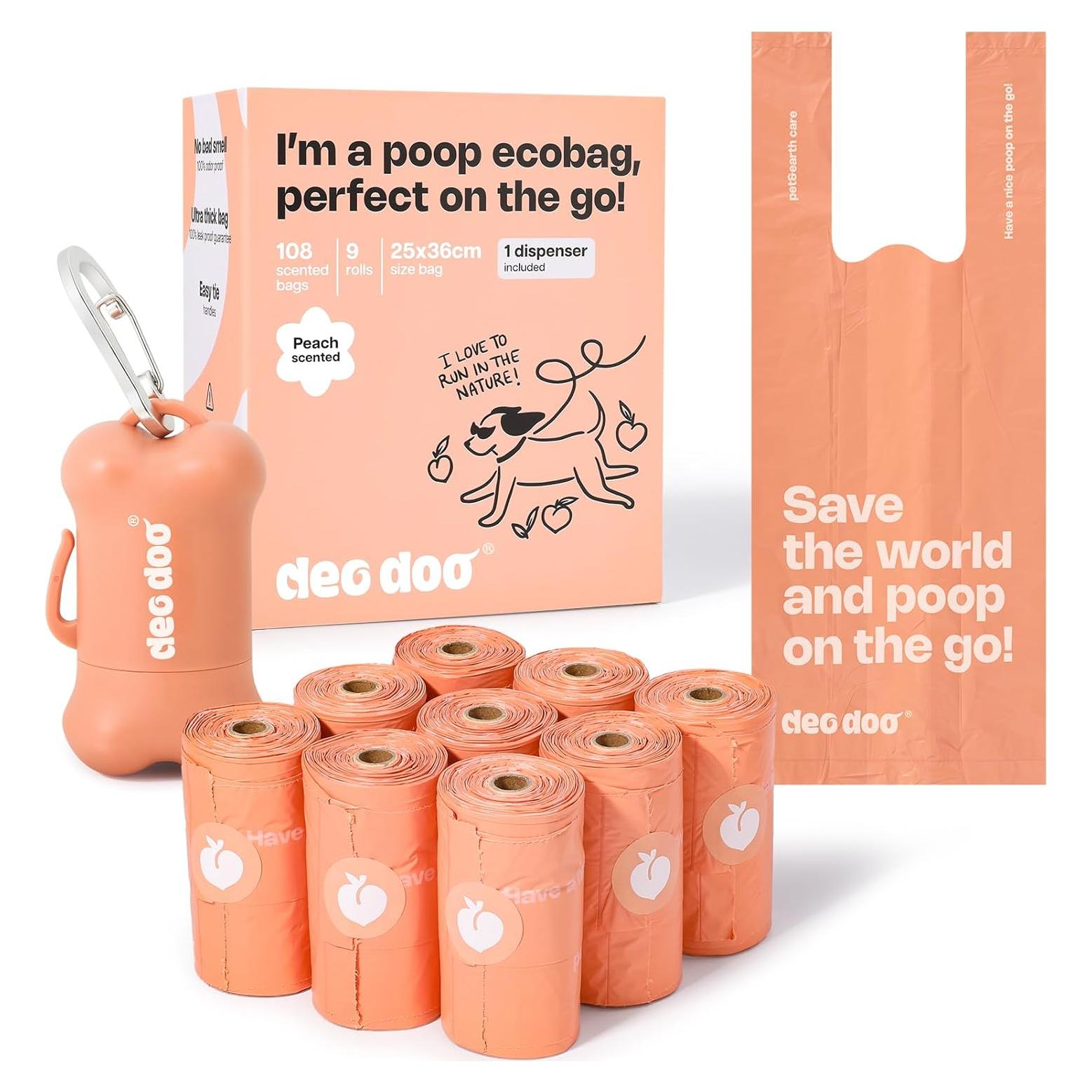 Bolsas de Excremento de Perro Deo Doo 108 Cuentas Aroma Durazno