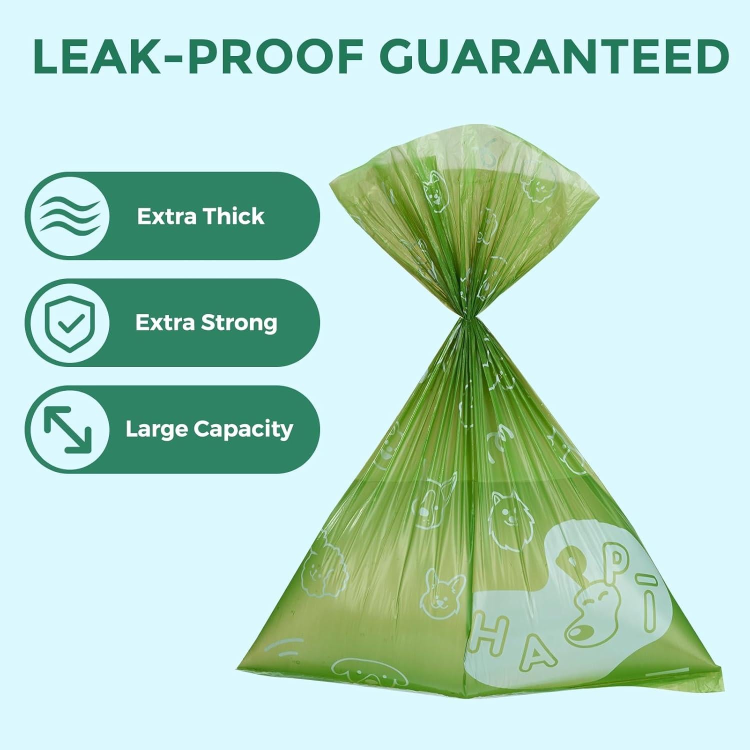 Bolsas de Poop Aromatizadas Dyforce, 600 Bolsas Verde 22.86x33.02 cm