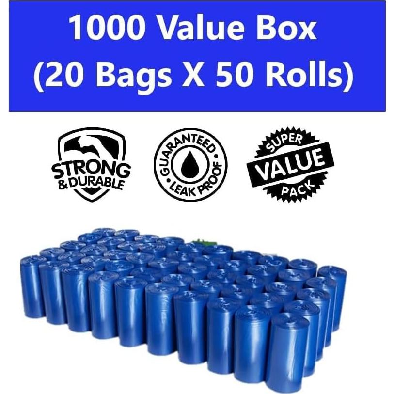 Bolsas de Desechos para Mascotas EZ - 1000 Bolsas a Prueba de Fugas