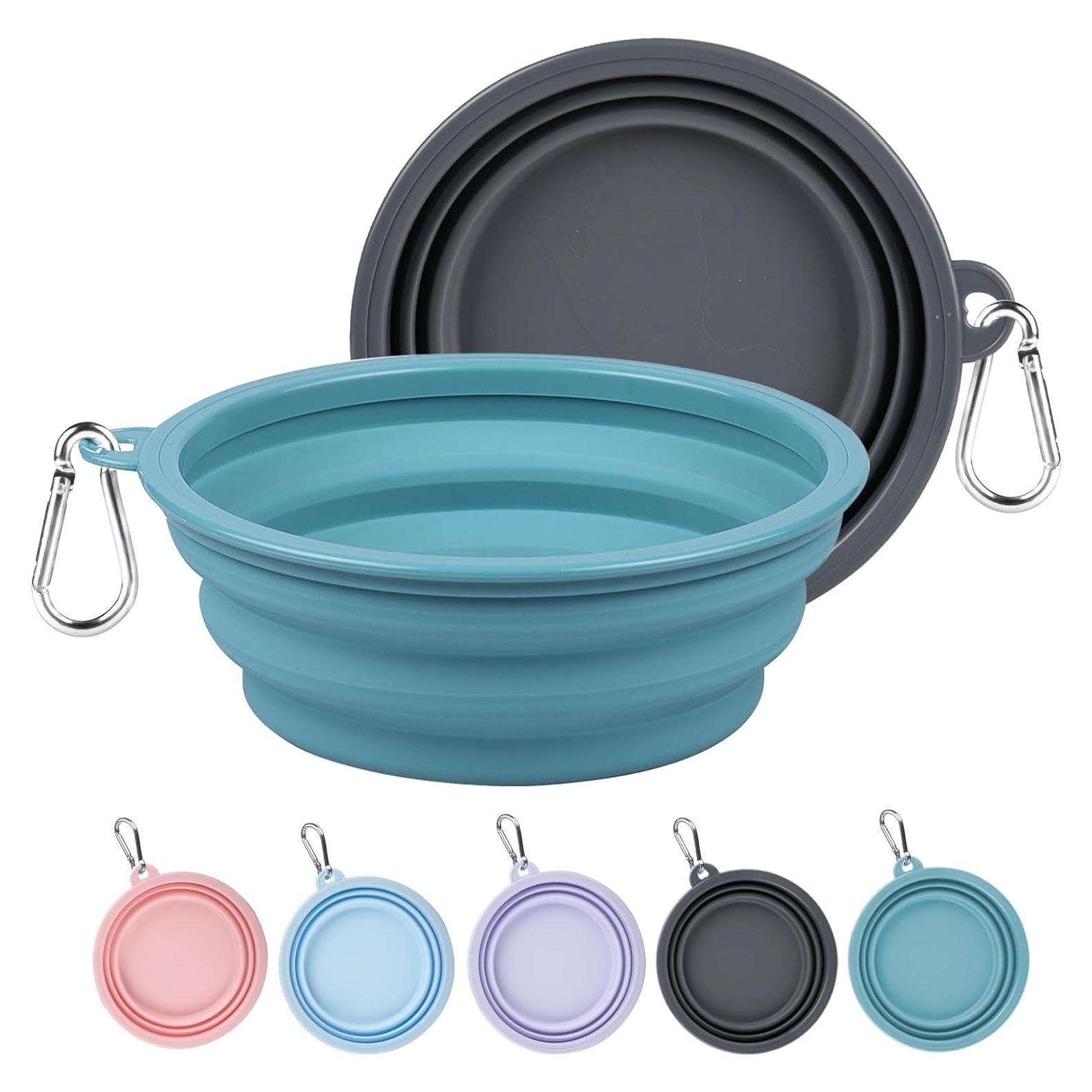 Cuencos Colapsables para Perros Kytely 650ml 2 Pack Azul Gris