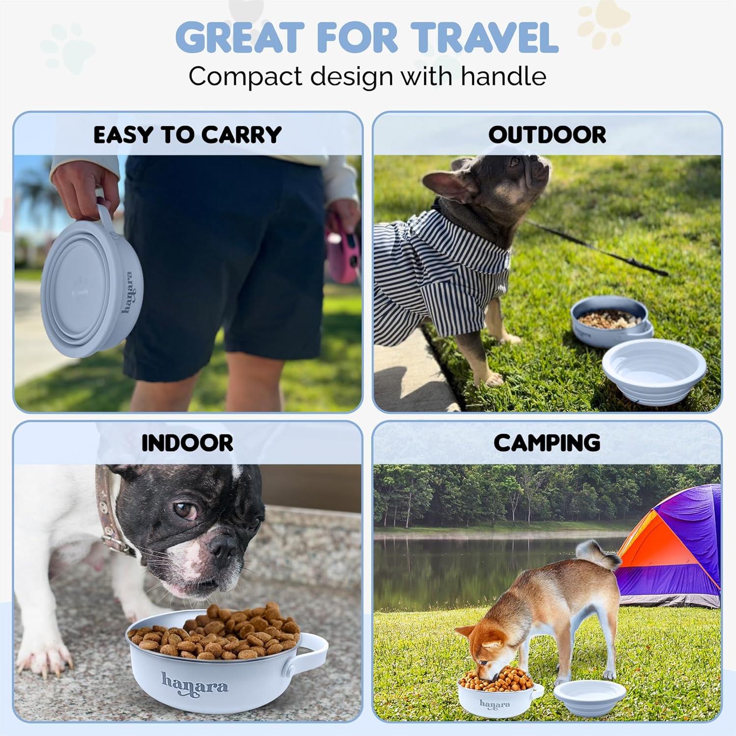 Cuenco para Perros HANARA 2-en-1 Acero Inoxidable 0.88L Azul