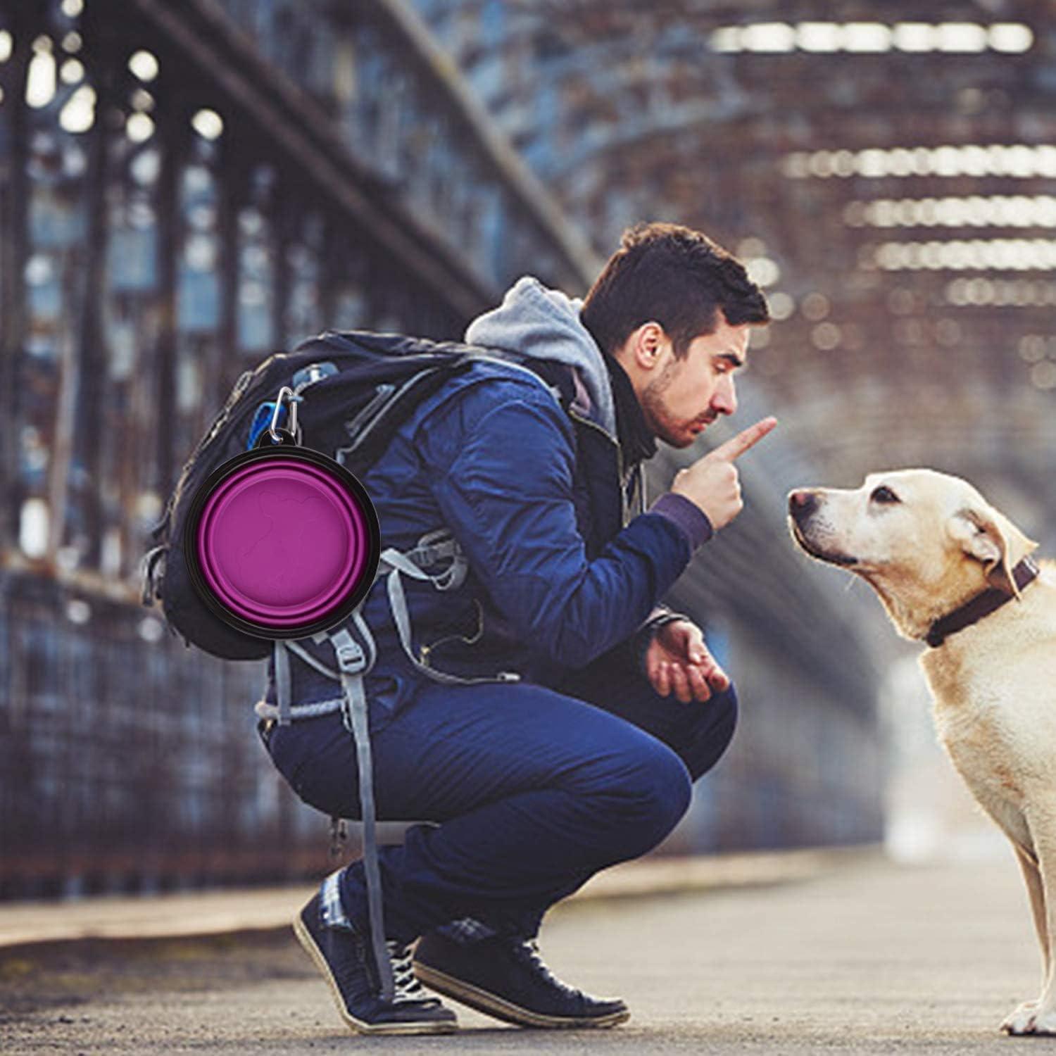 Tazones Plegables para Perros Guardians 34oz 2 Piezas Púrpura y Rojo