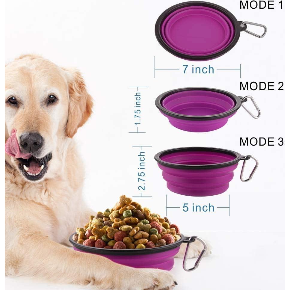 Tazones Plegables para Perros Guardians 34oz 2 Piezas Púrpura y Rojo