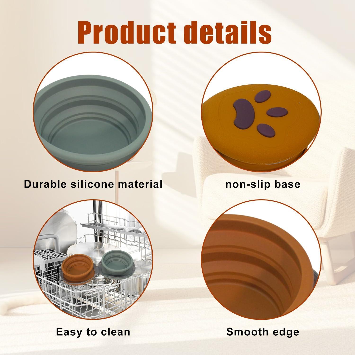 Cuenco Plegable de Silicona Gdsun 2-en-1 para Perros y Gatos