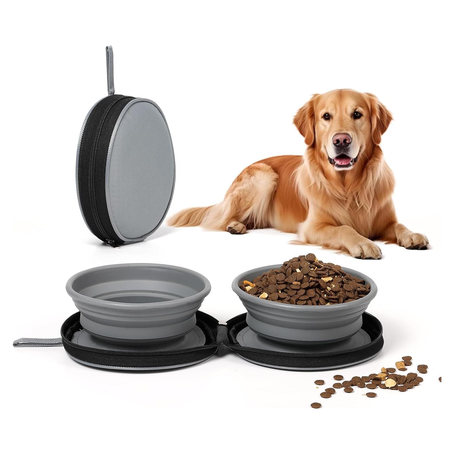 Tazón Plegable para Perro Ideamake 2 en 1 Silicona Gris