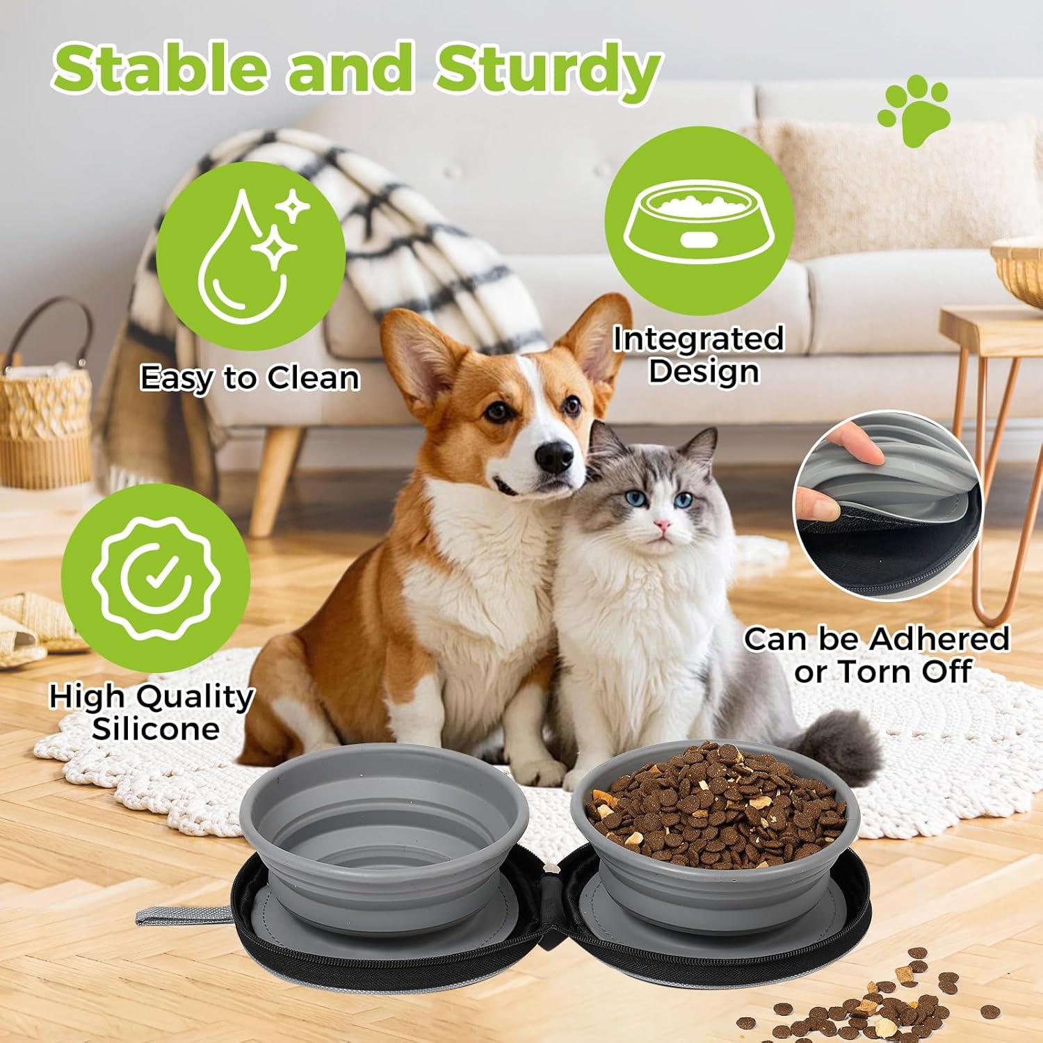 Tazón Plegable para Perro Ideamake 2 en 1 Silicona Gris