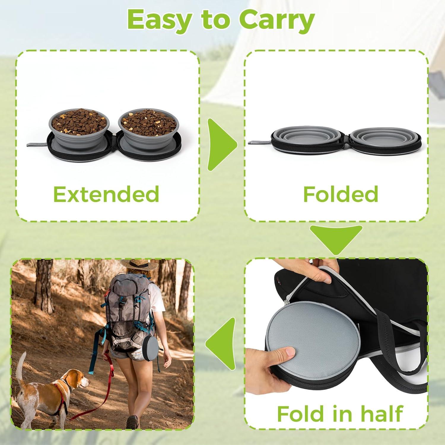 Tazón Plegable para Perro Ideamake 2 en 1 Silicona Gris