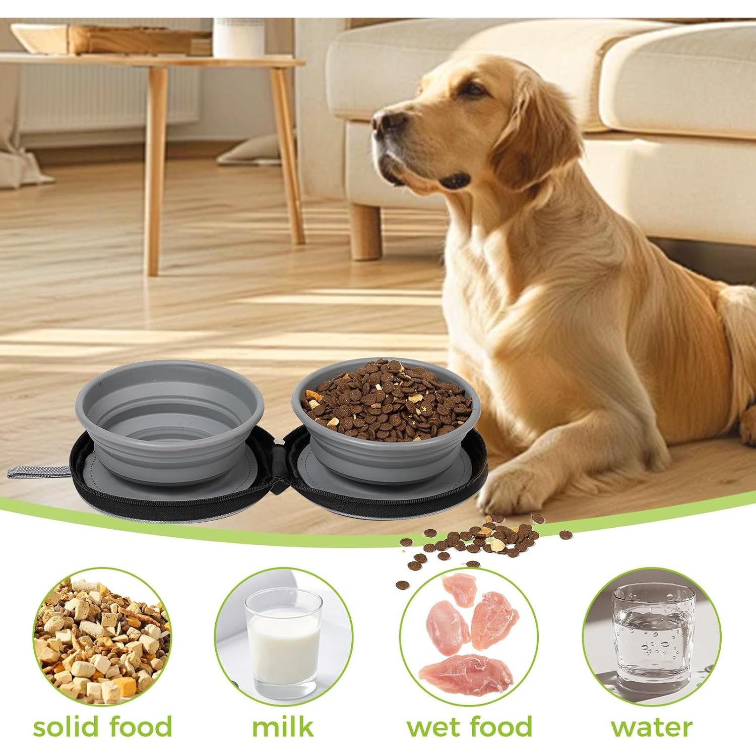 Tazón Plegable para Perro Ideamake 2 en 1 Silicona Gris