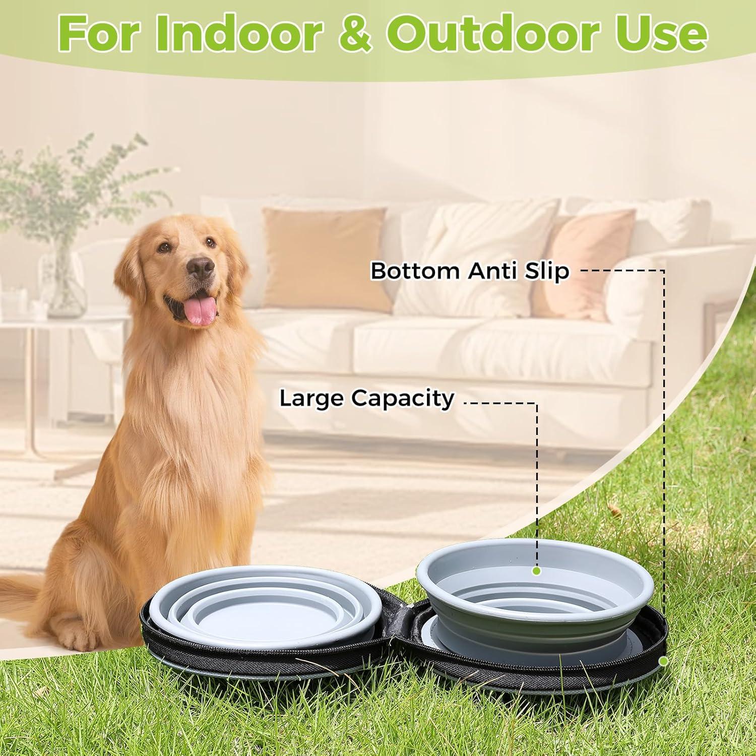 Tazón Plegable para Perro Ideamake 2 en 1 Silicona Gris