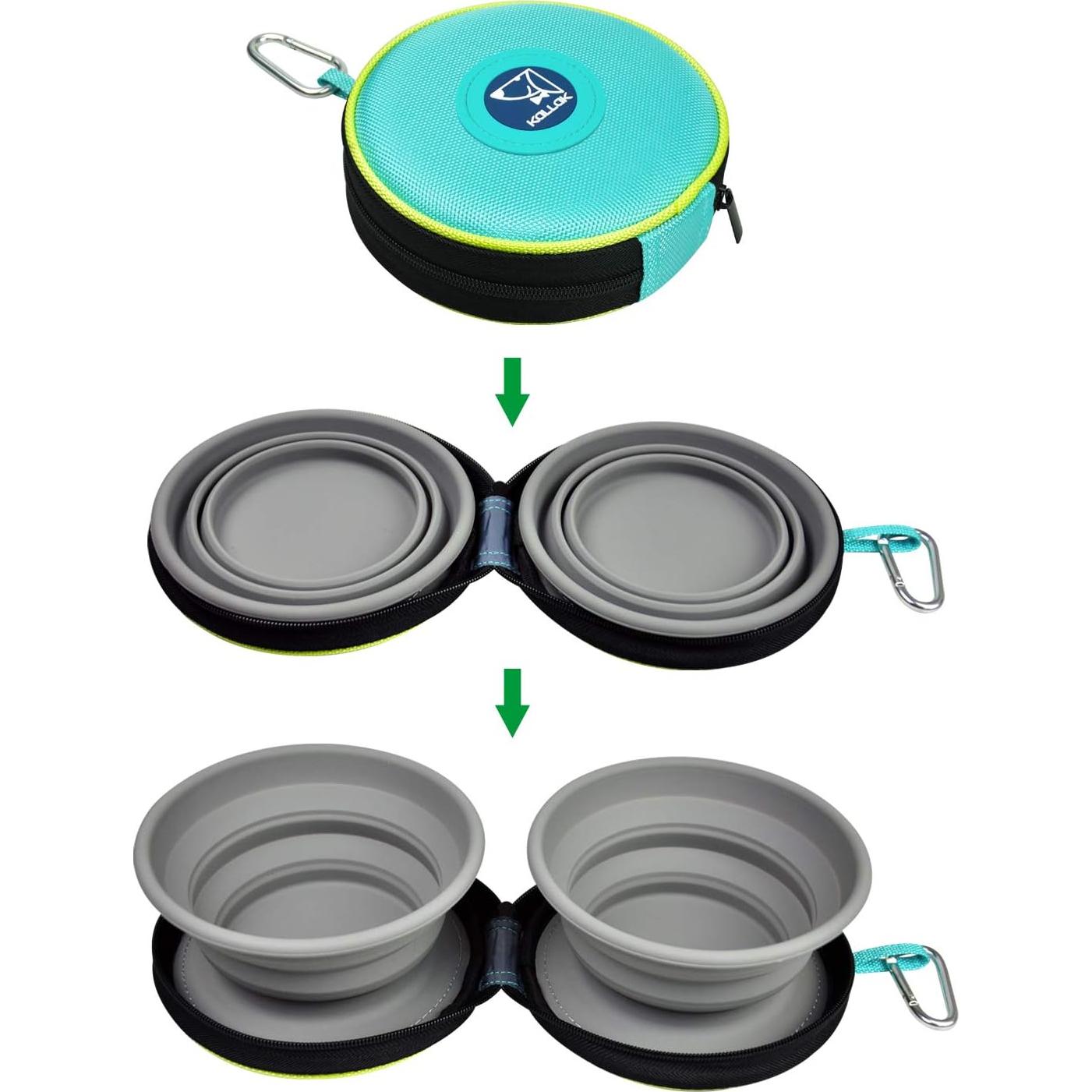 Tazón Plegable para Mascotas KALLAK 2 en 1 750mL Doble